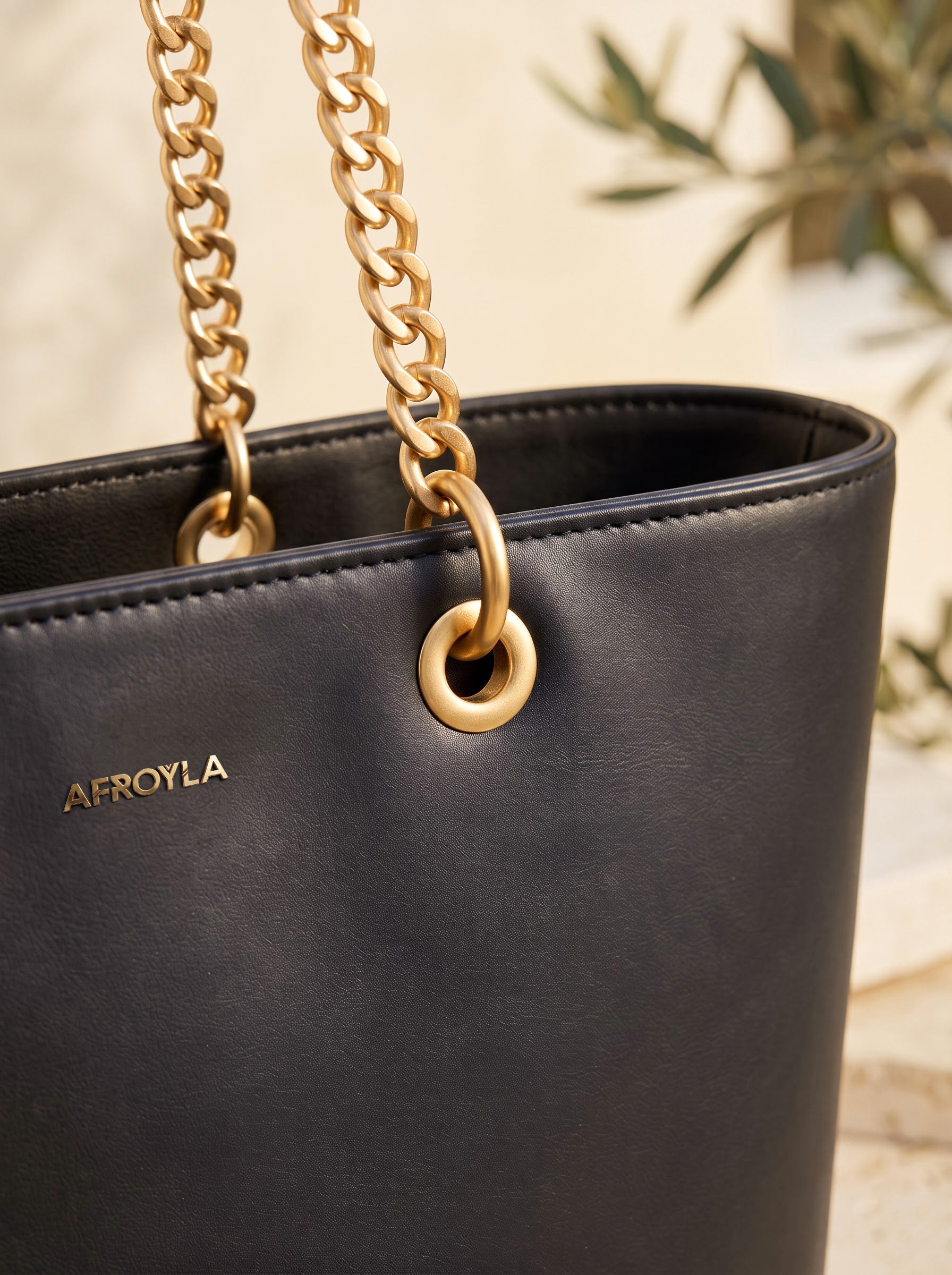 "Safiya" Black Chain Tote Bag