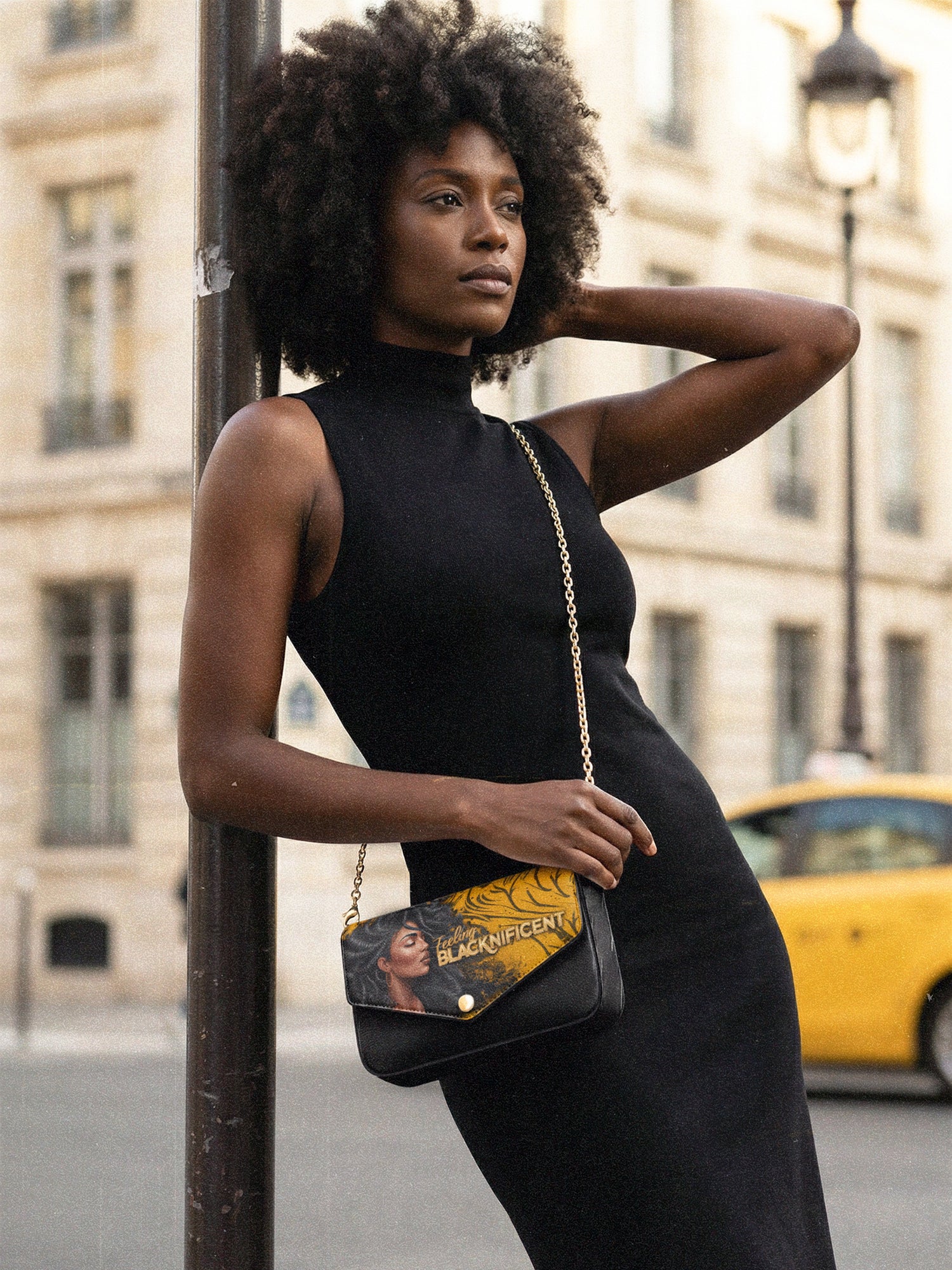 "Blacknificent" Envelope Chain Crossbody Bag