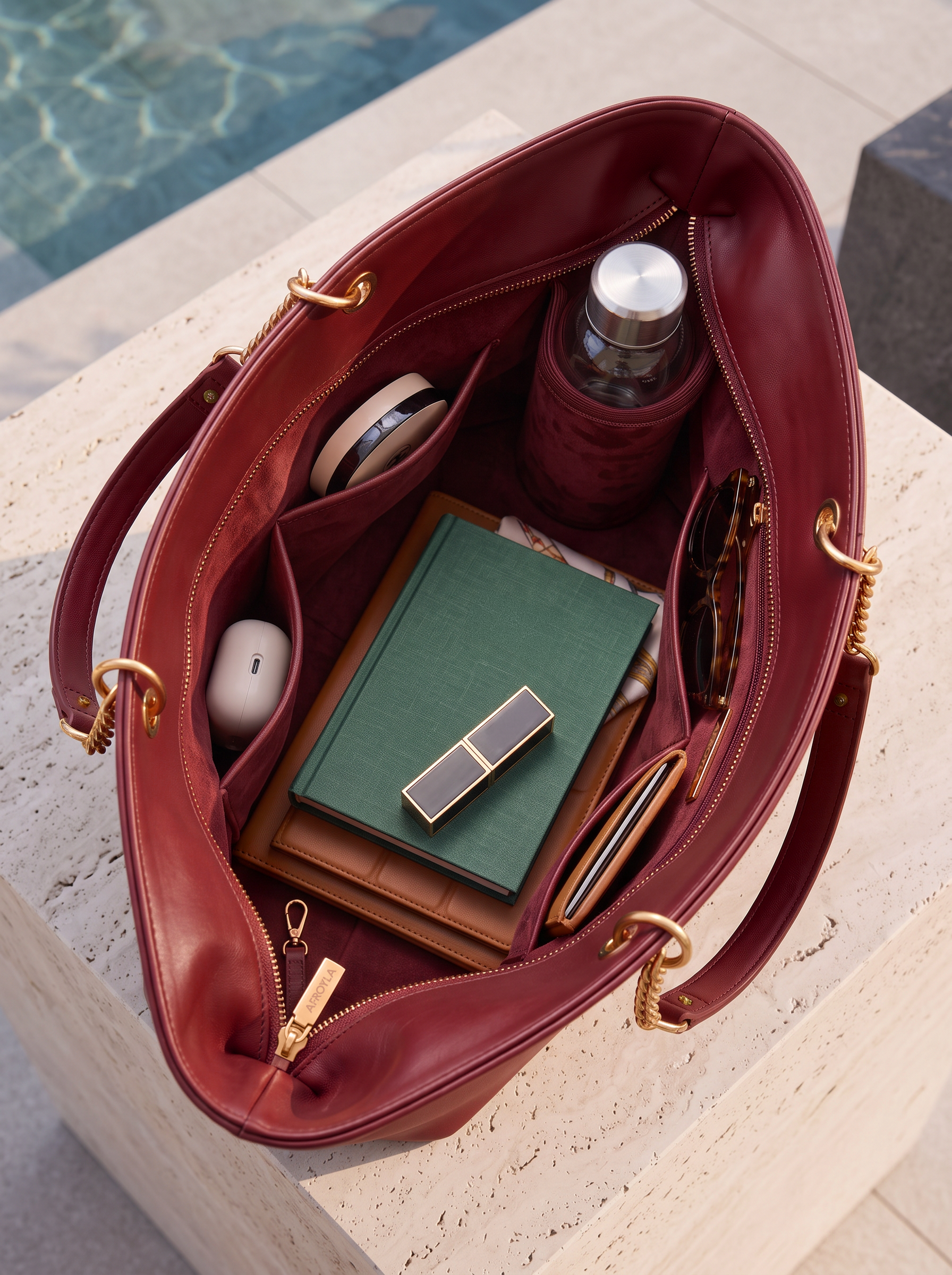 "Safiya" Burgundy Chain Tote Bag