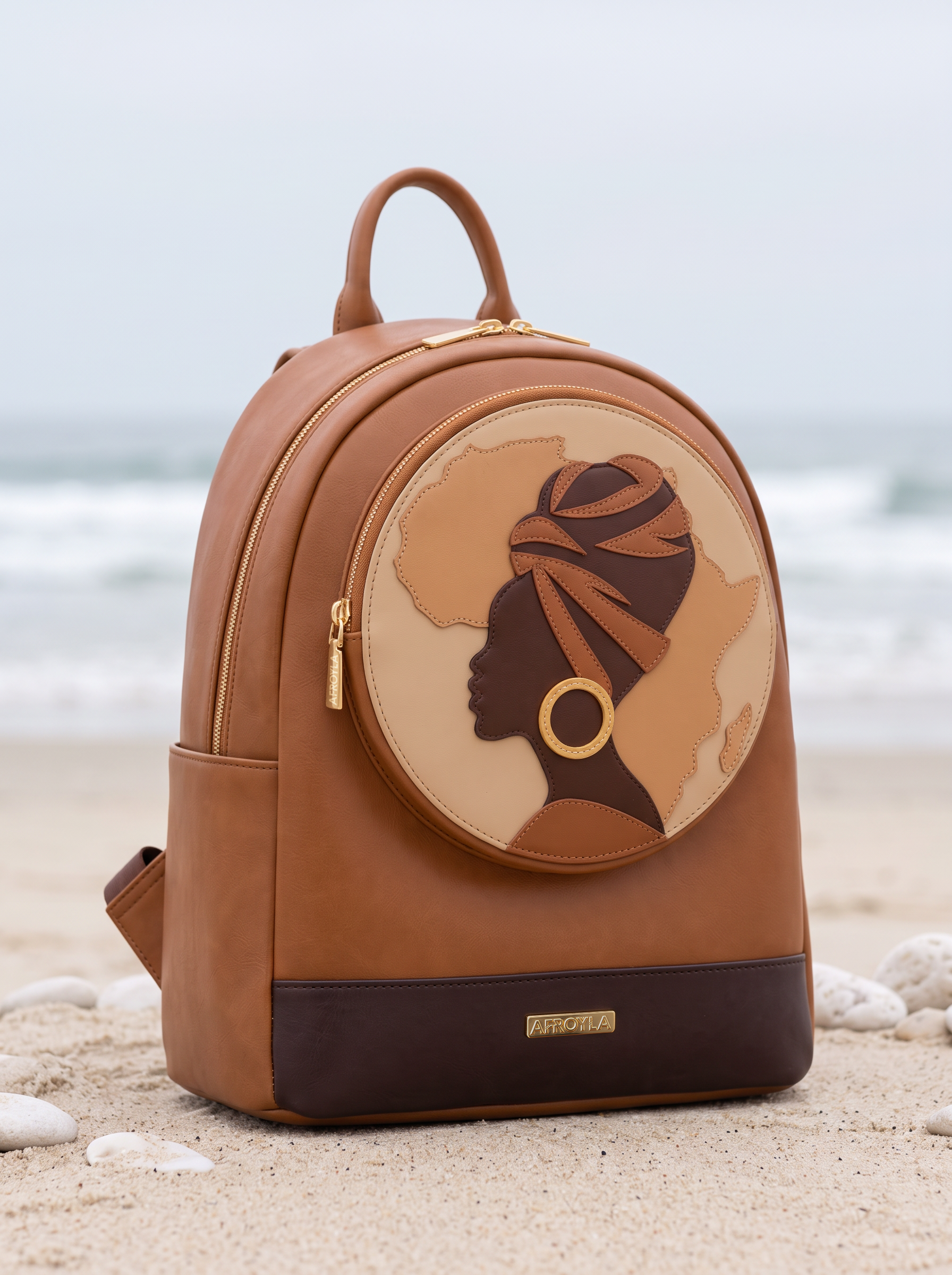 "Dunia" Applique Leather Backpack