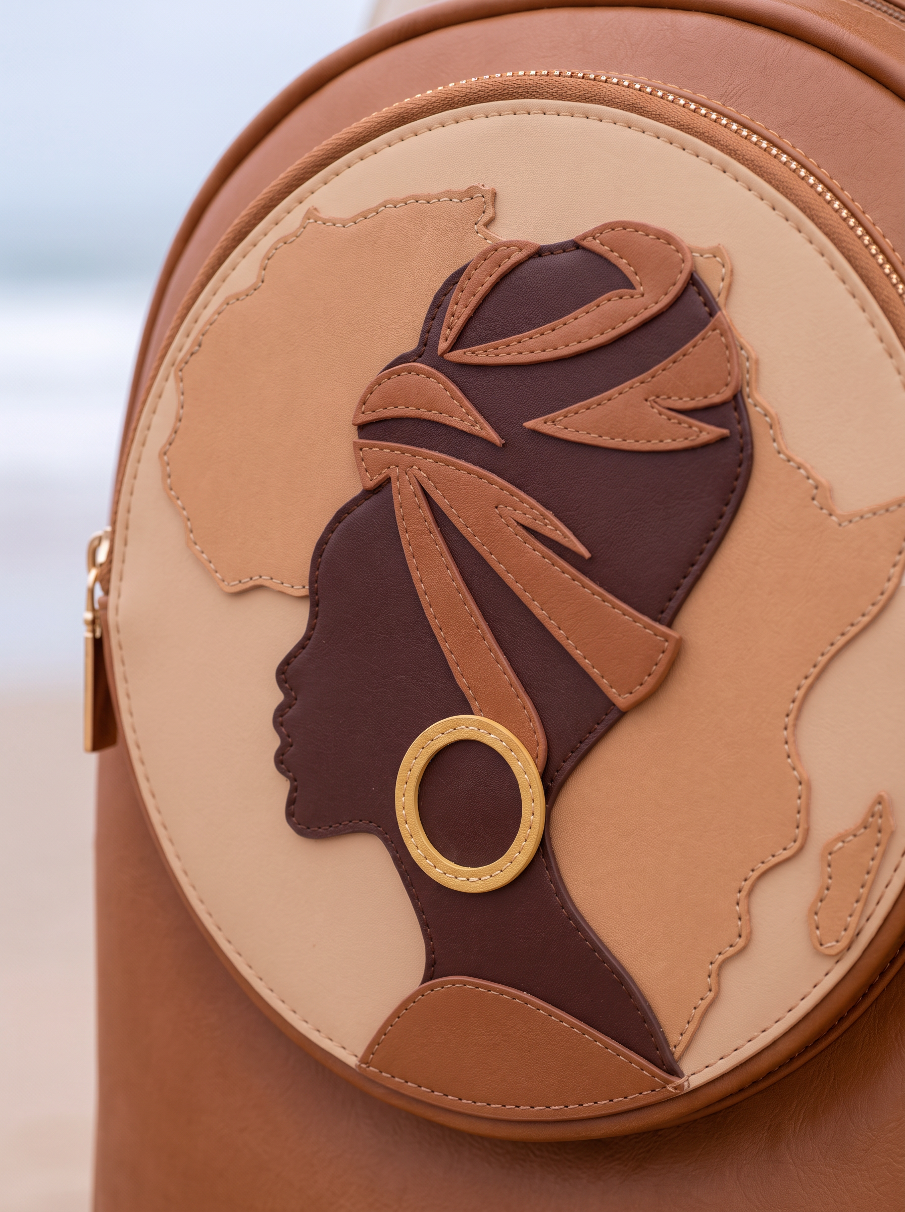 "Dunia" Applique Leather Backpack