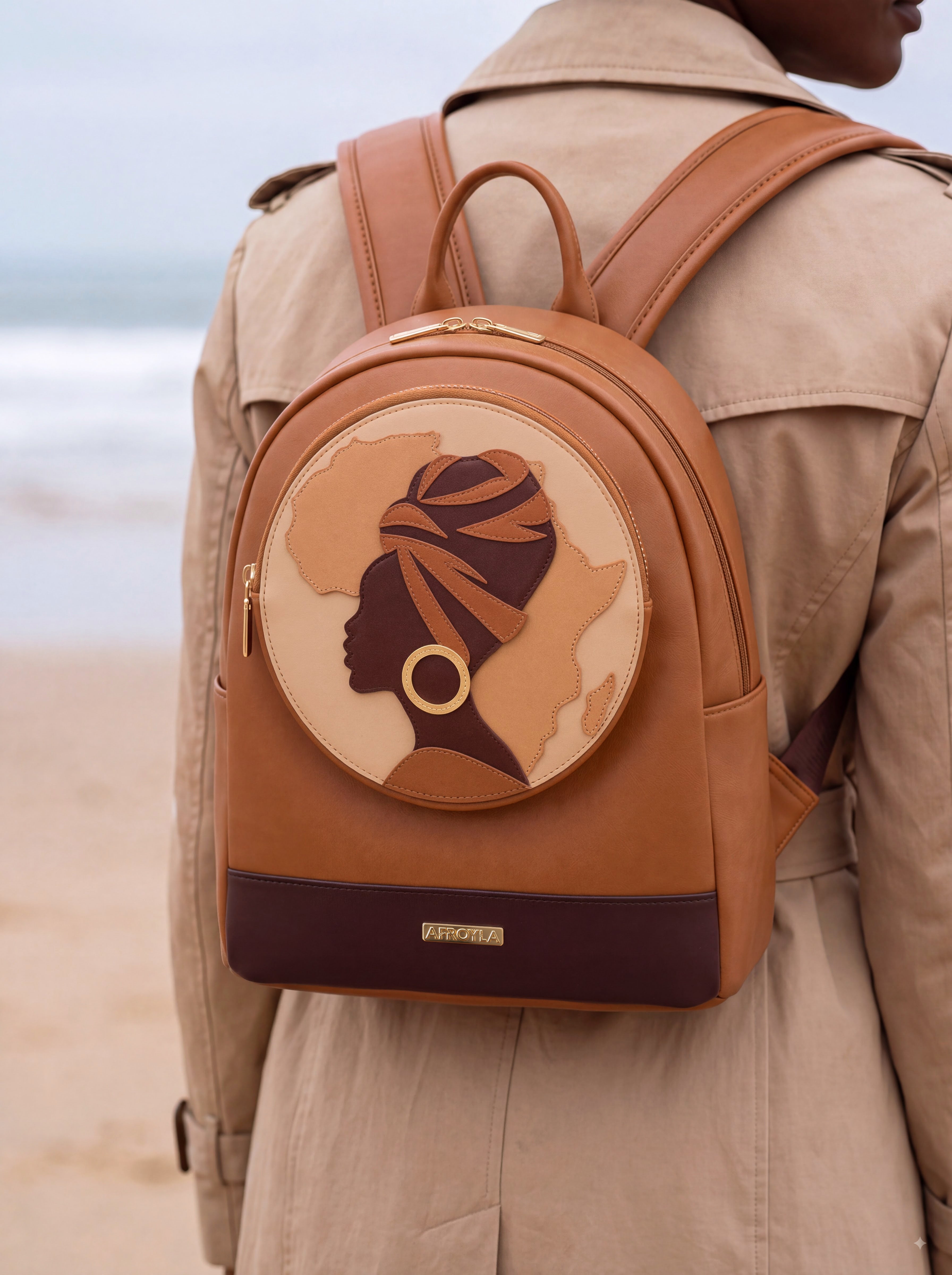 "Dunia" Applique Leather Backpack