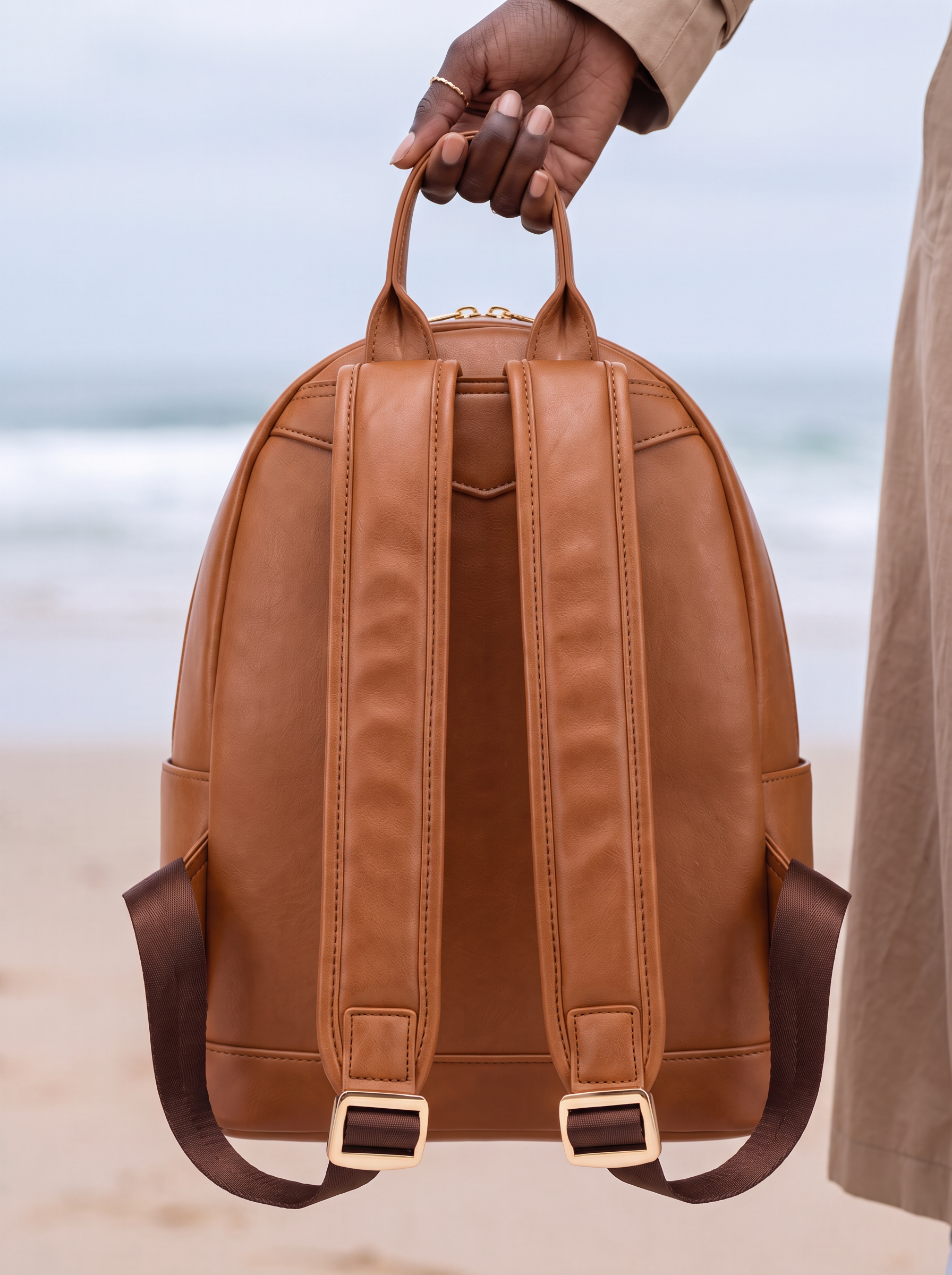"Dunia" Applique Leather Backpack