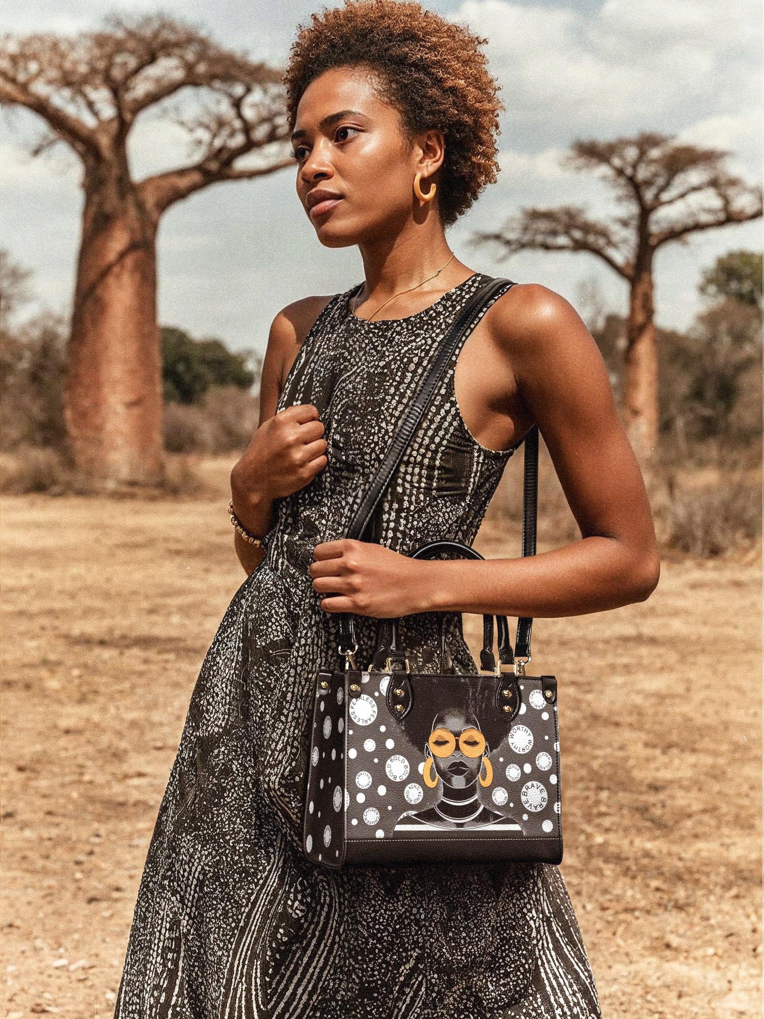 "Fahari" Monochrome Small Leather Handbag Deal