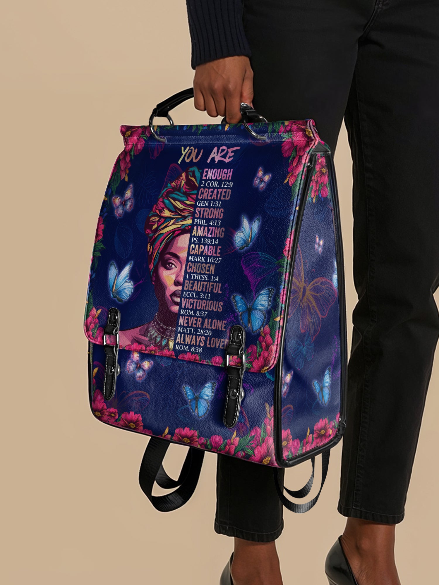 "Imani" Blue Orchid Leather Backpack