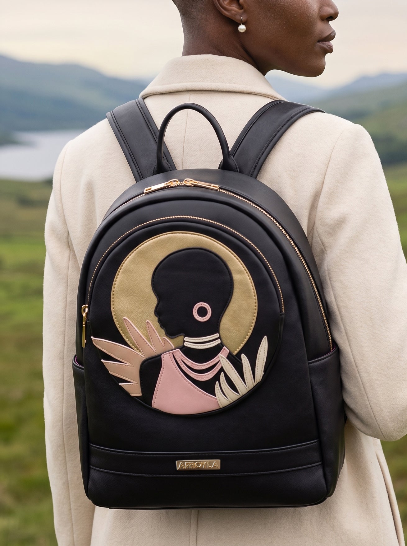 "Malaika" Applique Leather Backpack