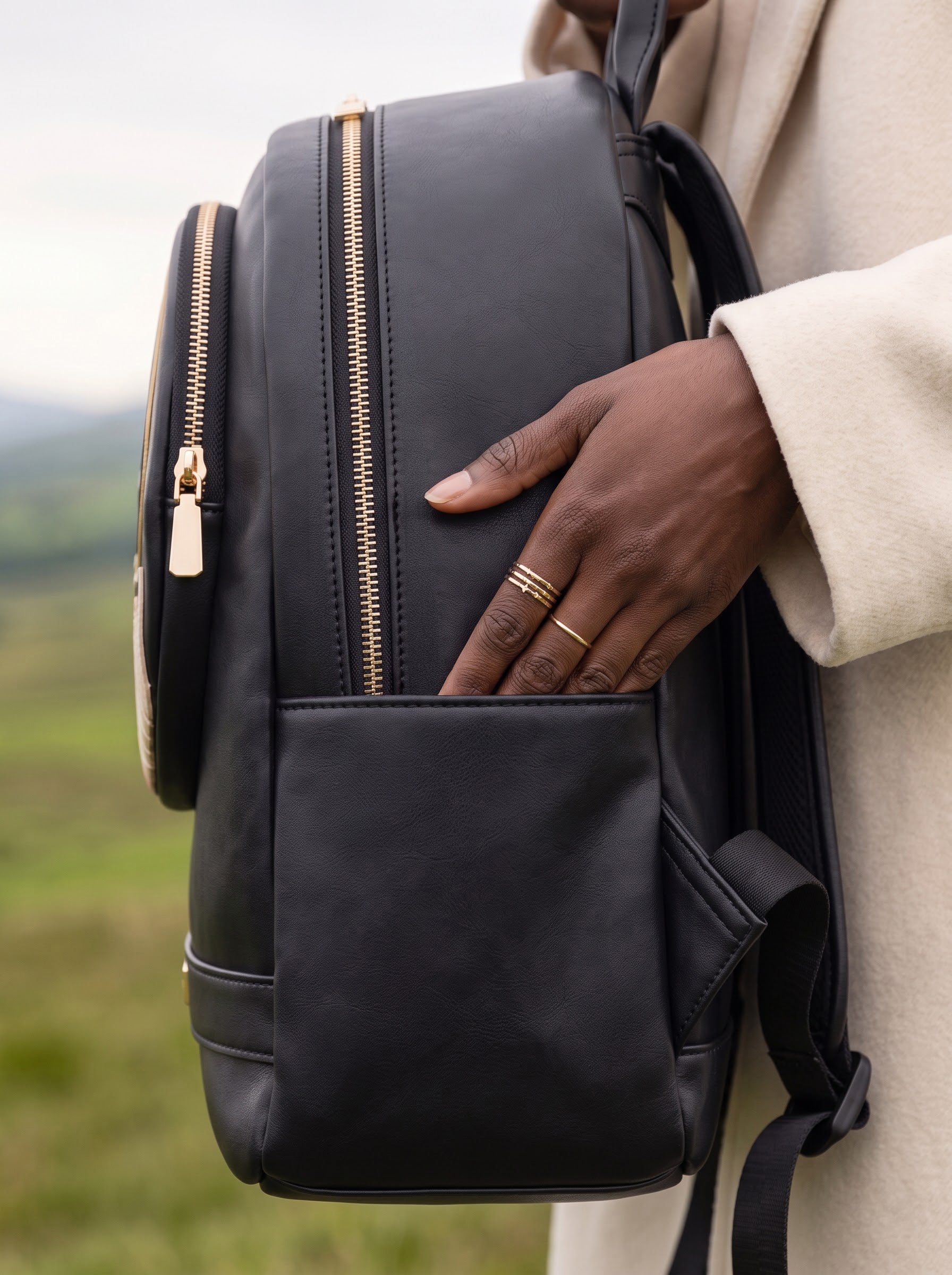 "Malaika" Applique Leather Backpack