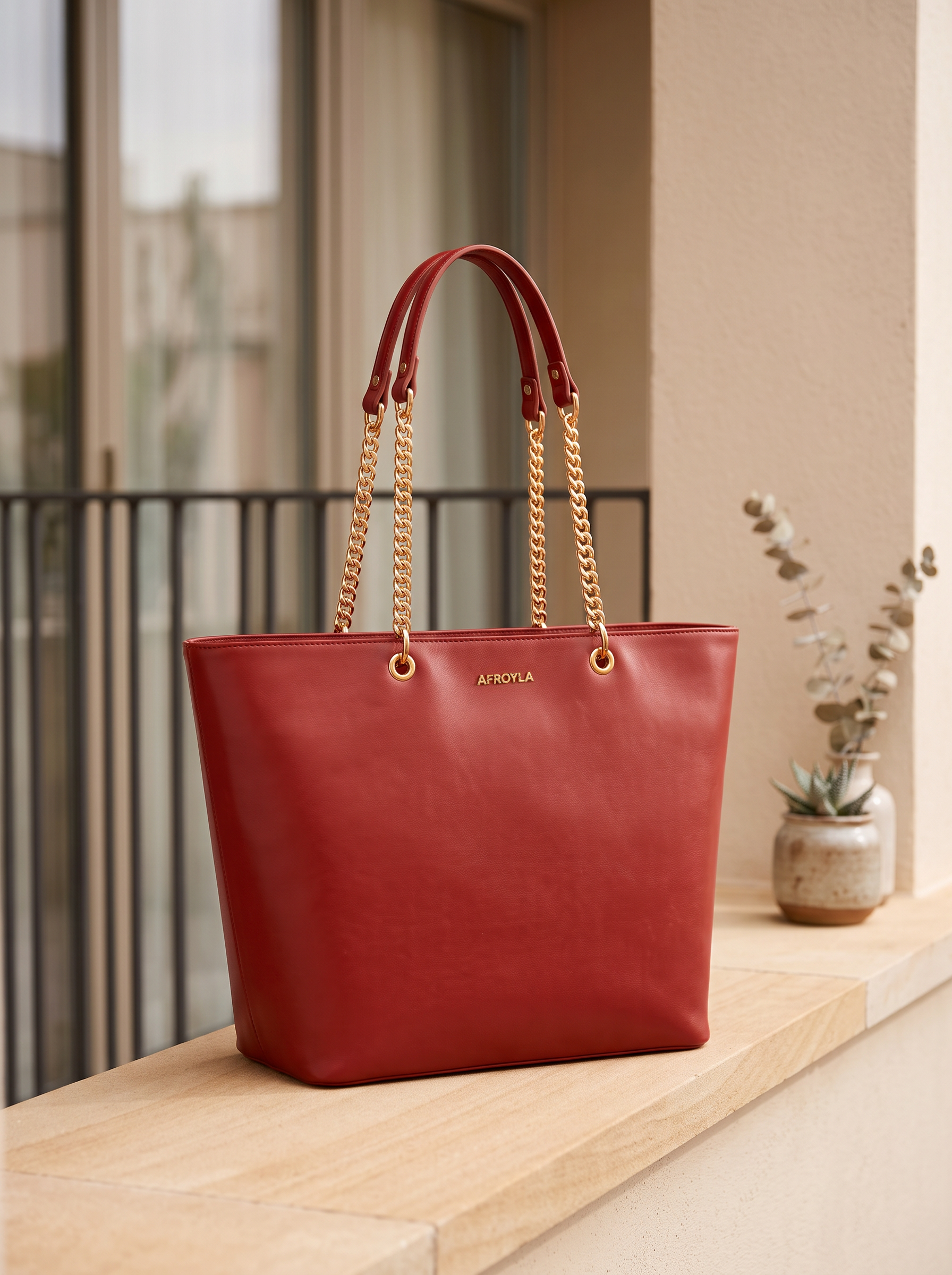 "Safiya" Red Chain Tote Bag