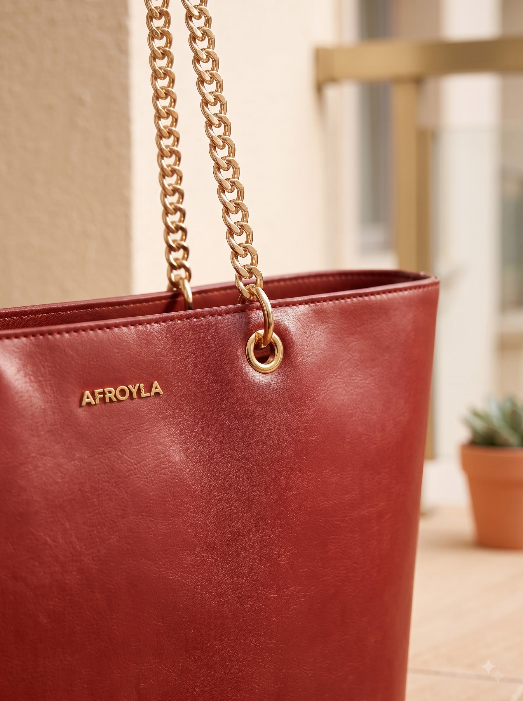 "Safiya" Red Chain Tote Bag