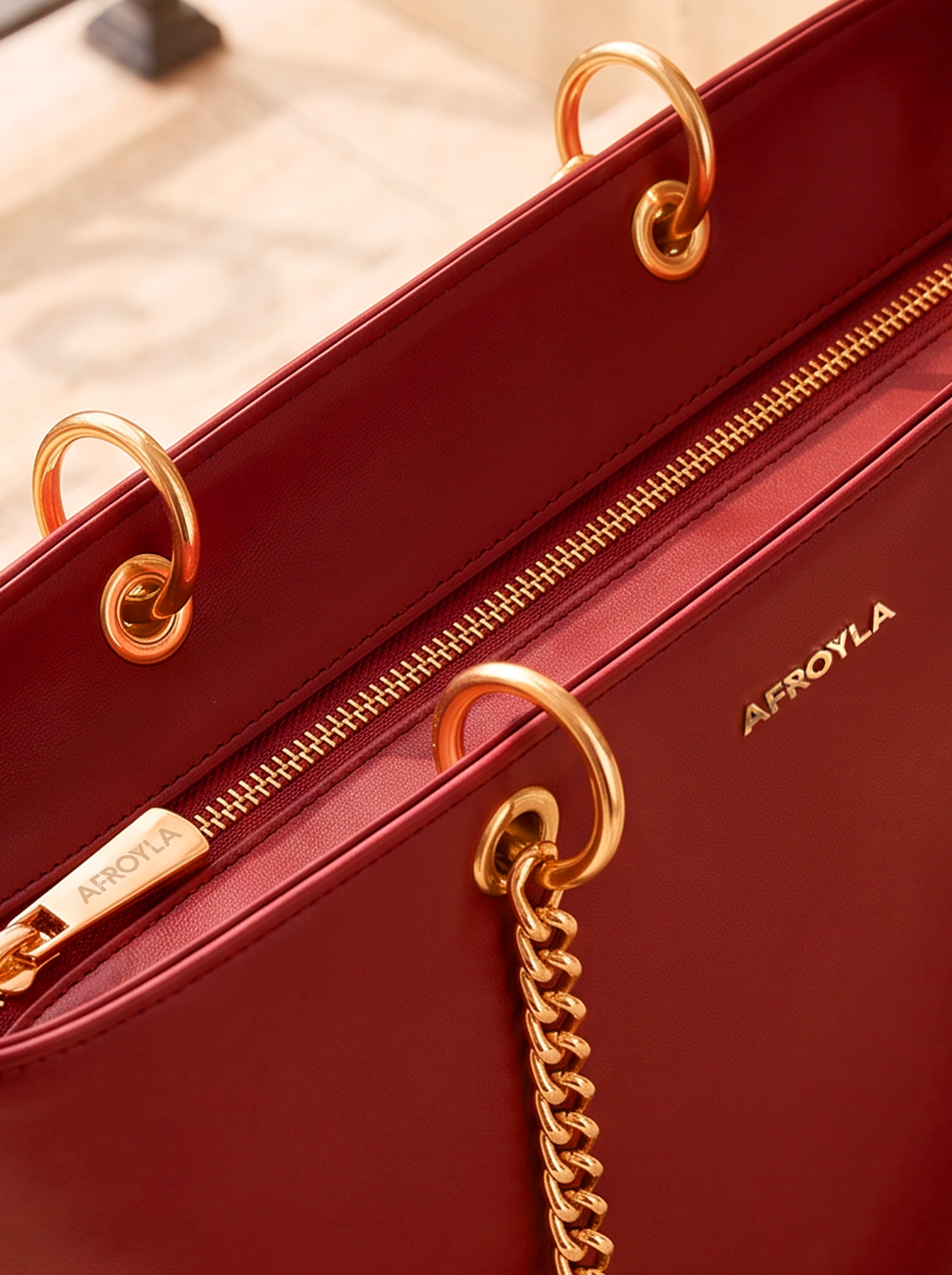"Safiya" Red Chain Tote Bag