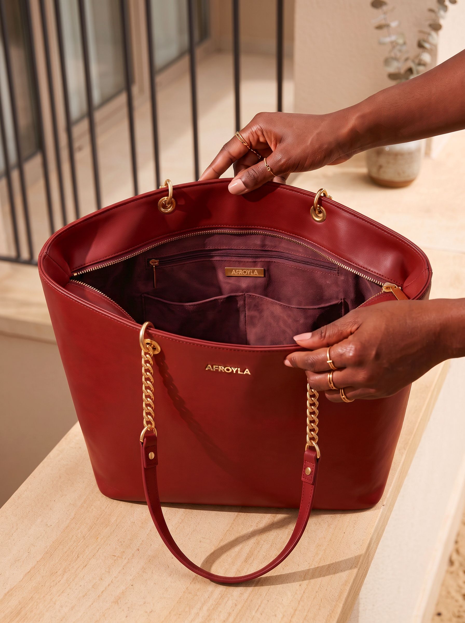 "Safiya" Red Chain Tote Bag