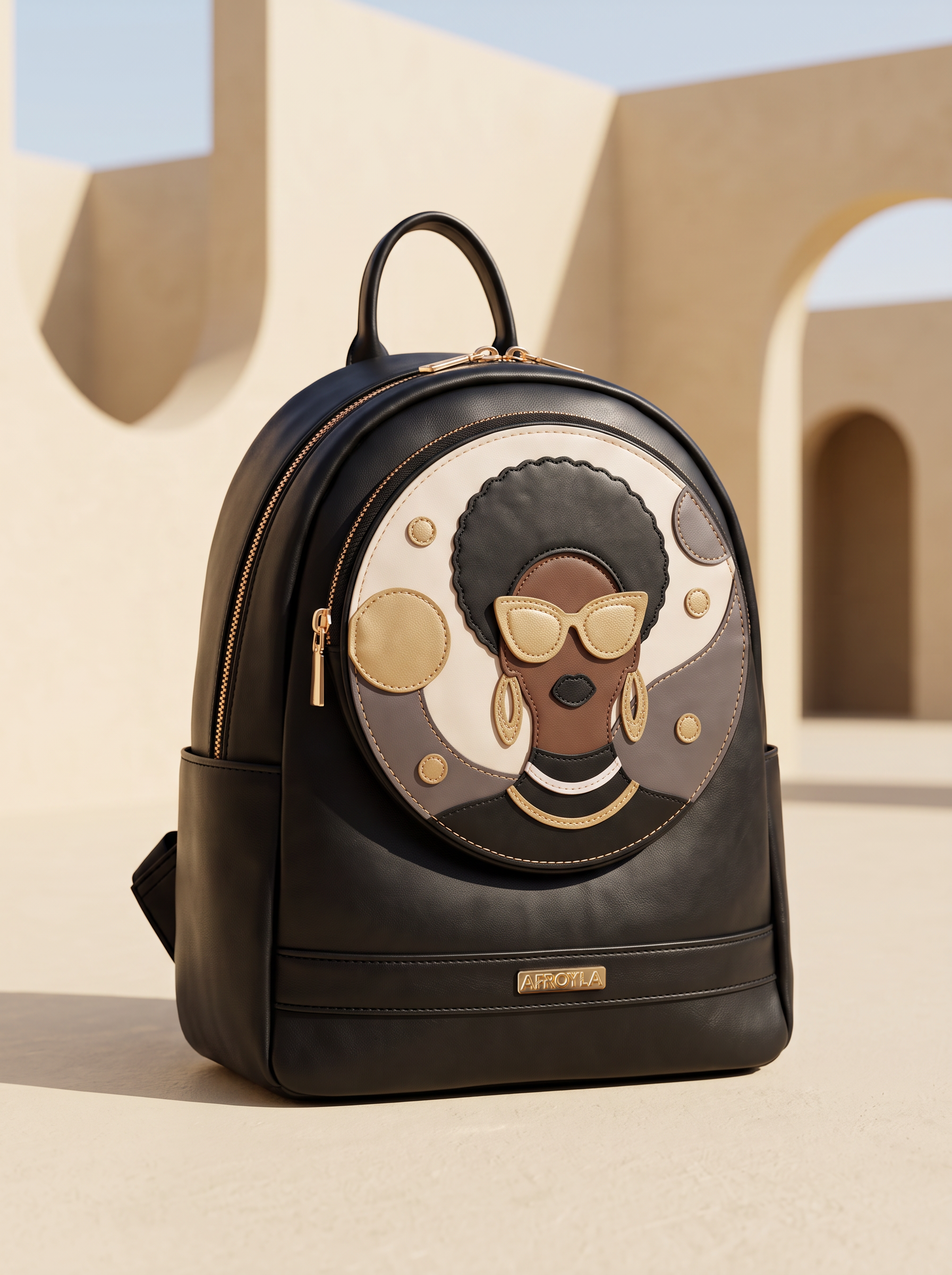 "Rembo " Applique Leather Backpack
