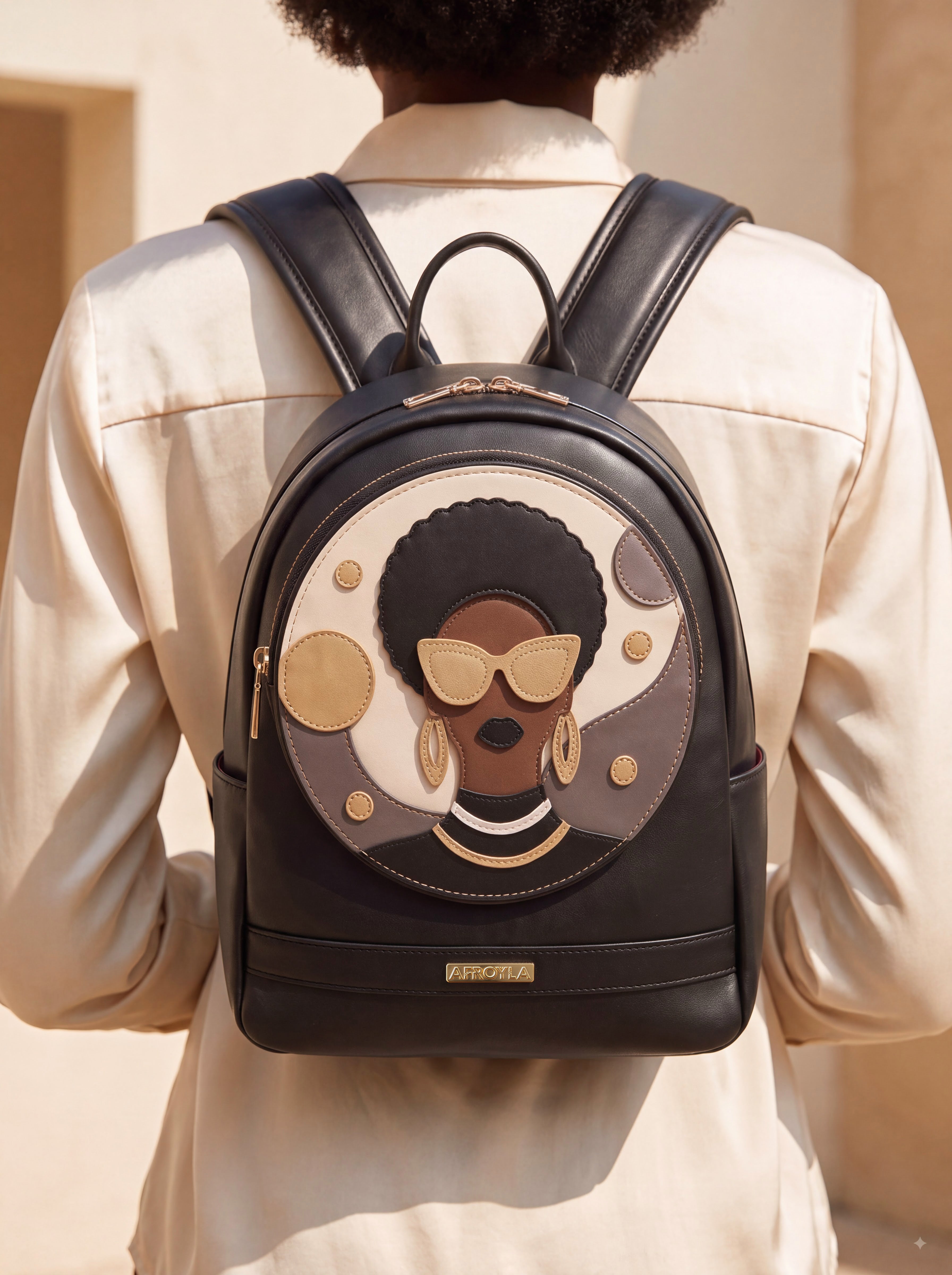 "Rembo " Applique Leather Backpack
