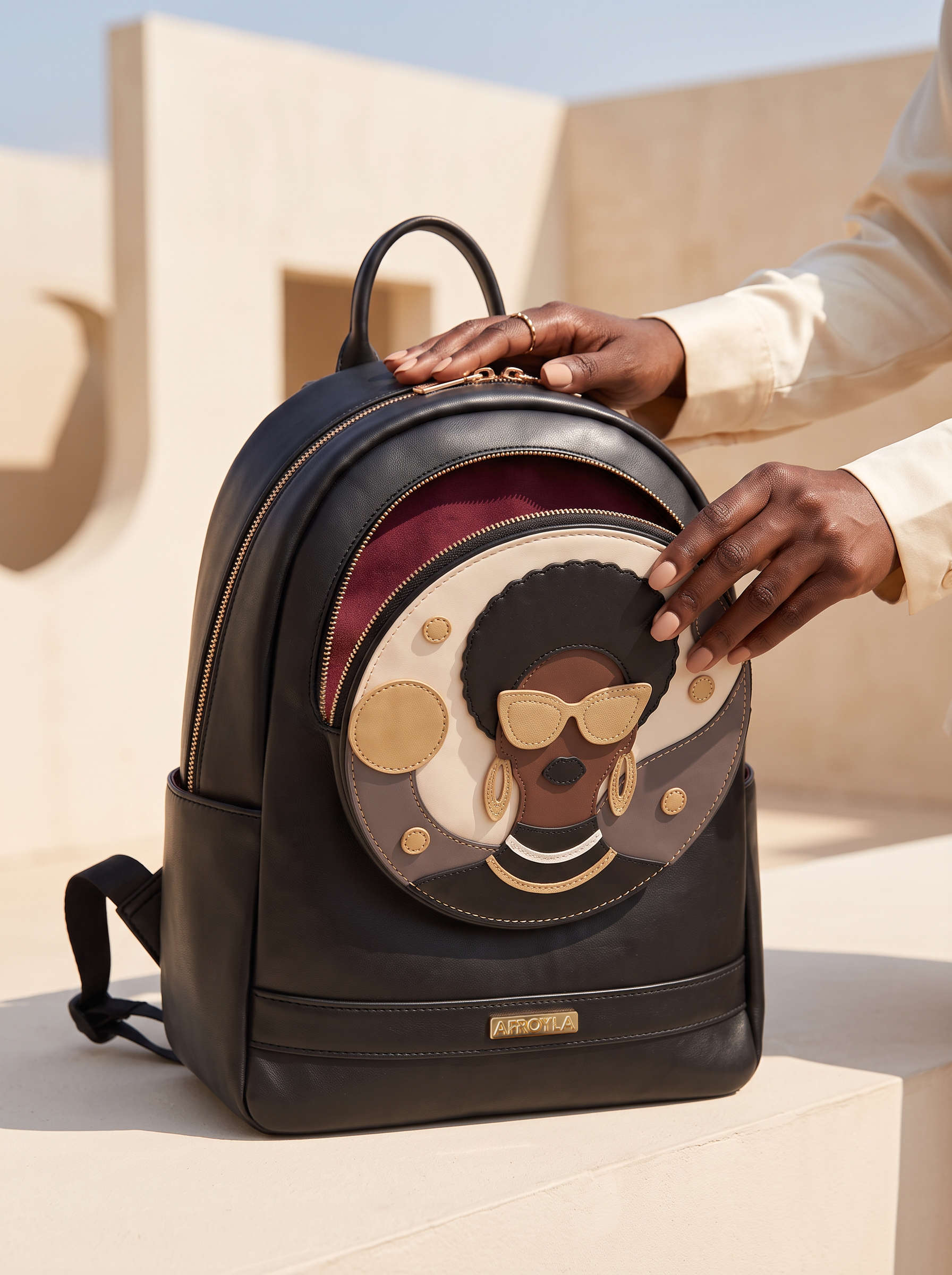 "Rembo " Applique Leather Backpack