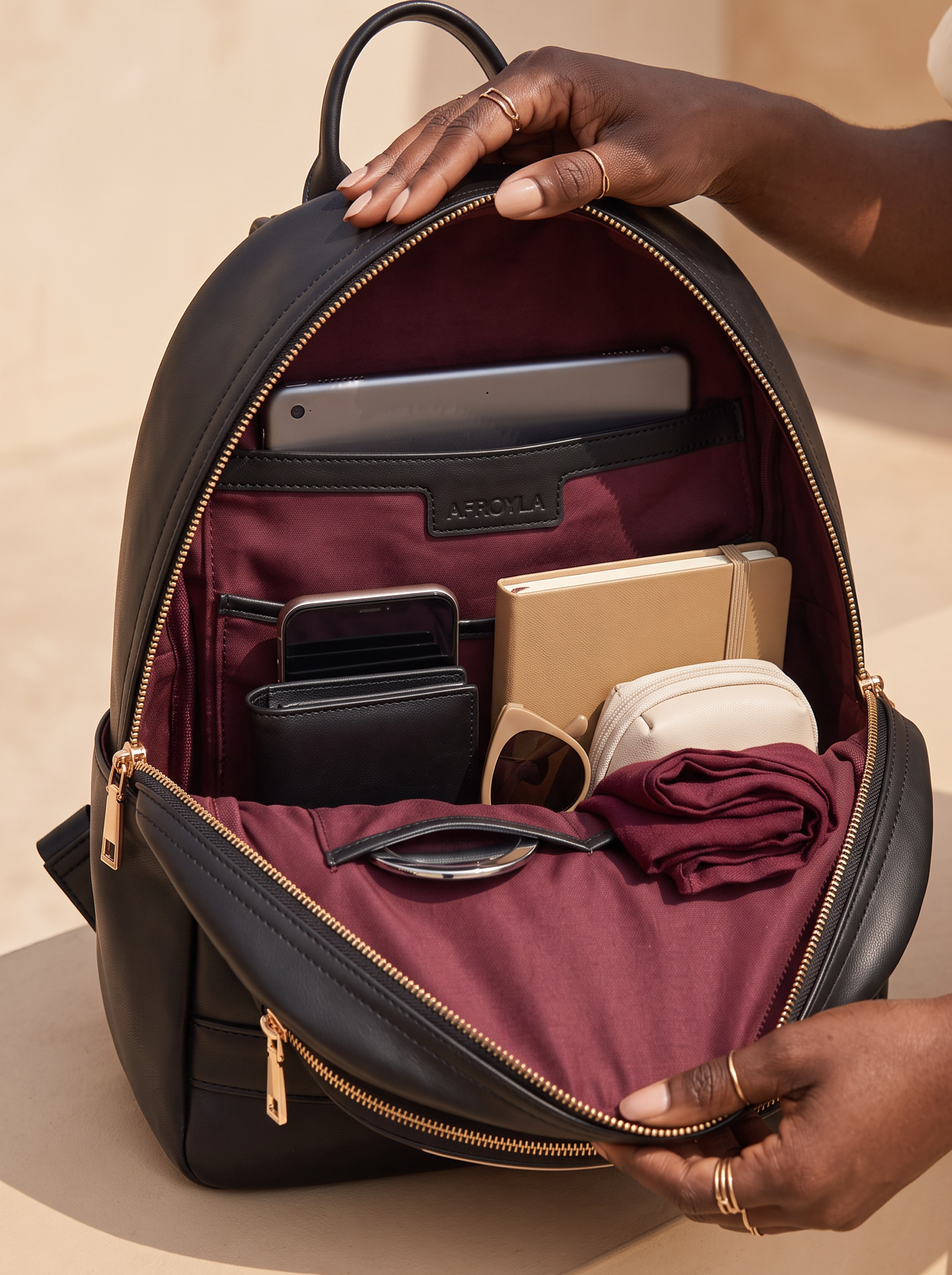 "Rembo " Applique Leather Backpack