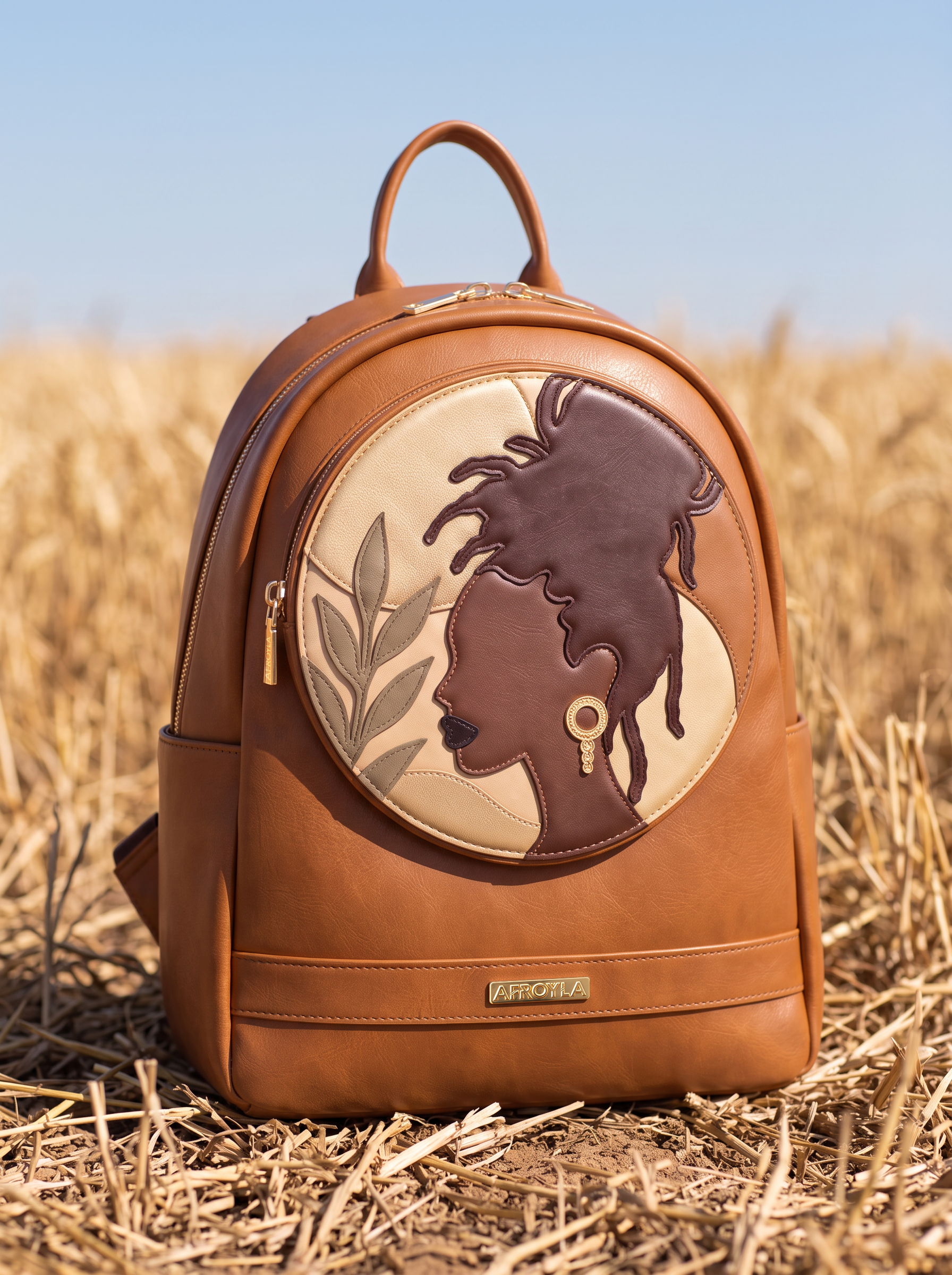 "Subira" Applique Leather Backpack