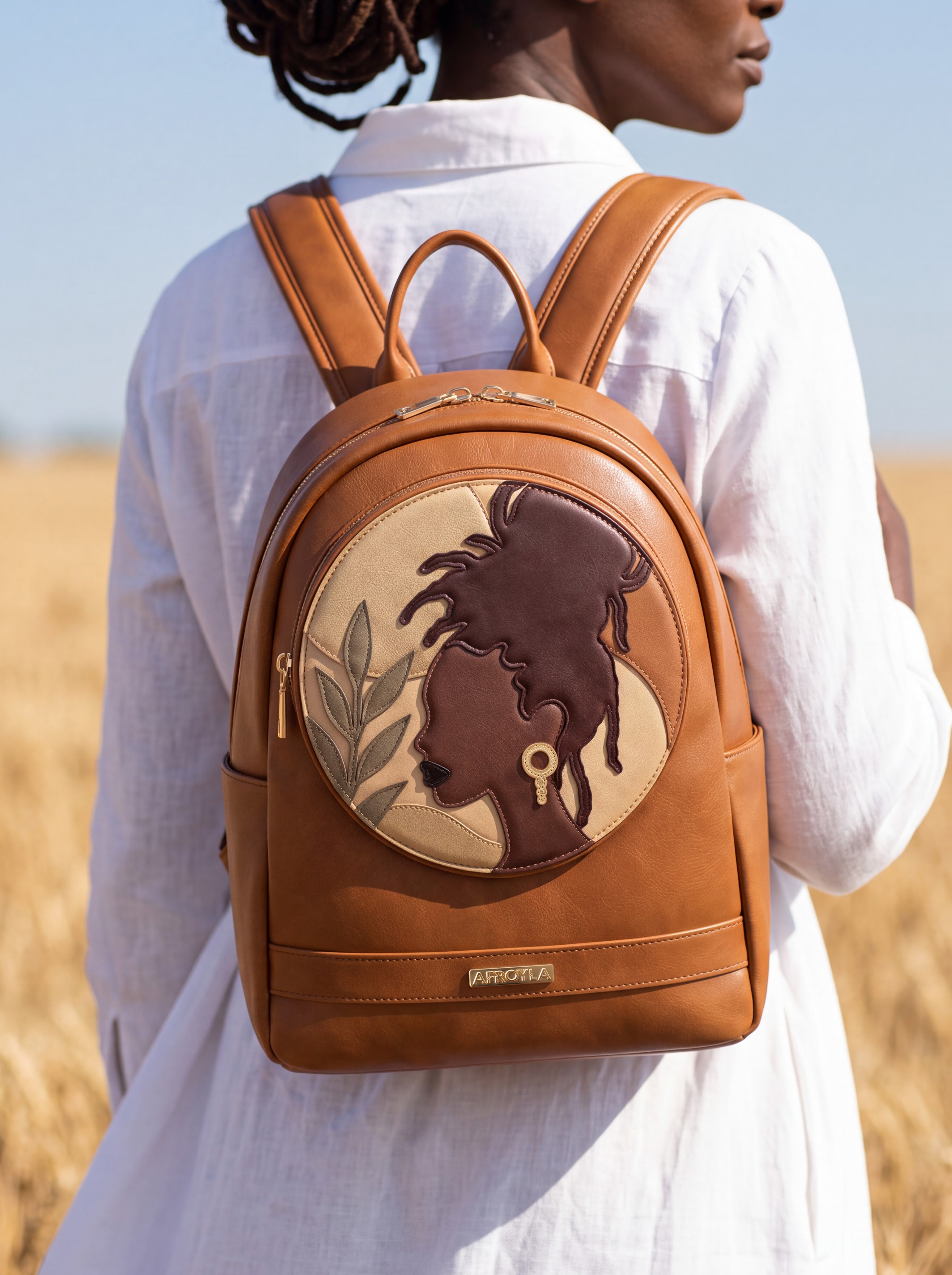 "Subira" Applique Leather Backpack