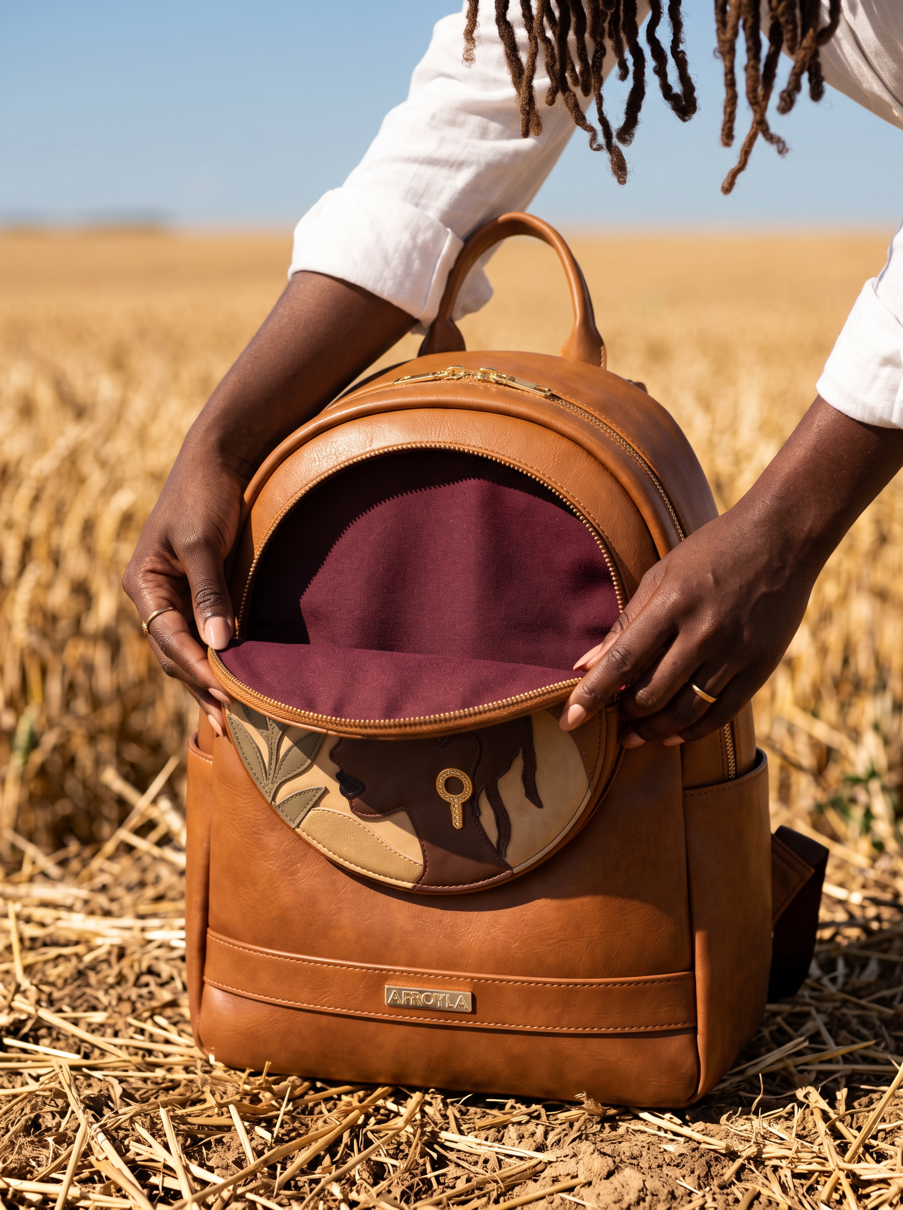"Subira" Applique Leather Backpack