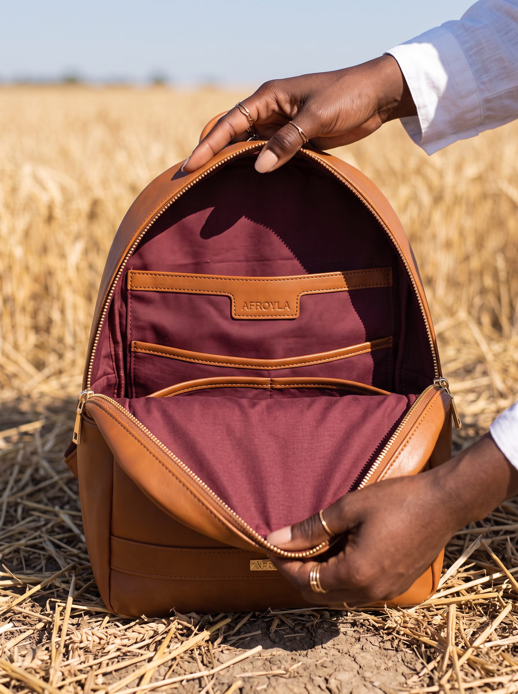 "Subira" Applique Leather Backpack