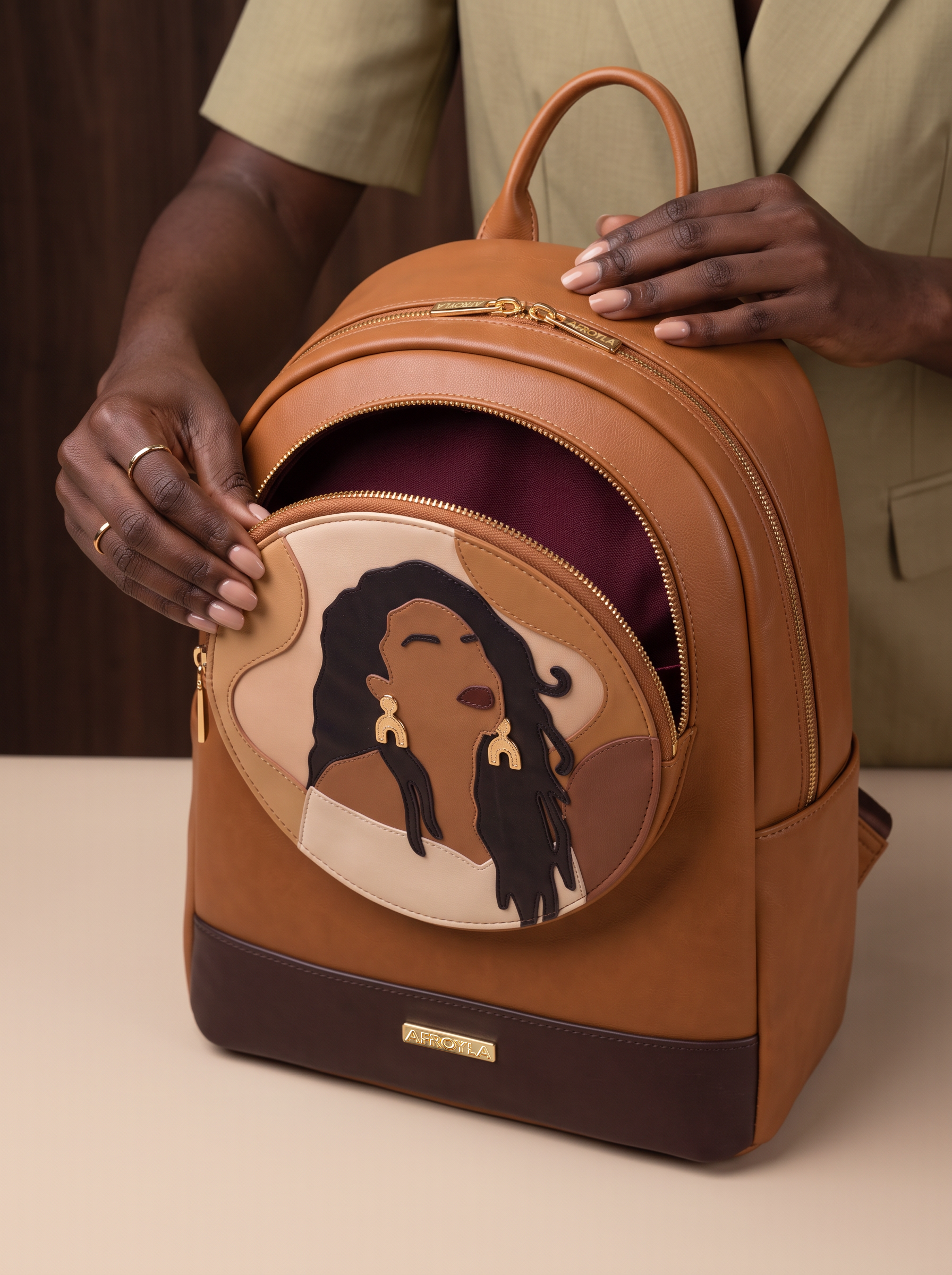 "Tulia" Applique Leather Backpack
