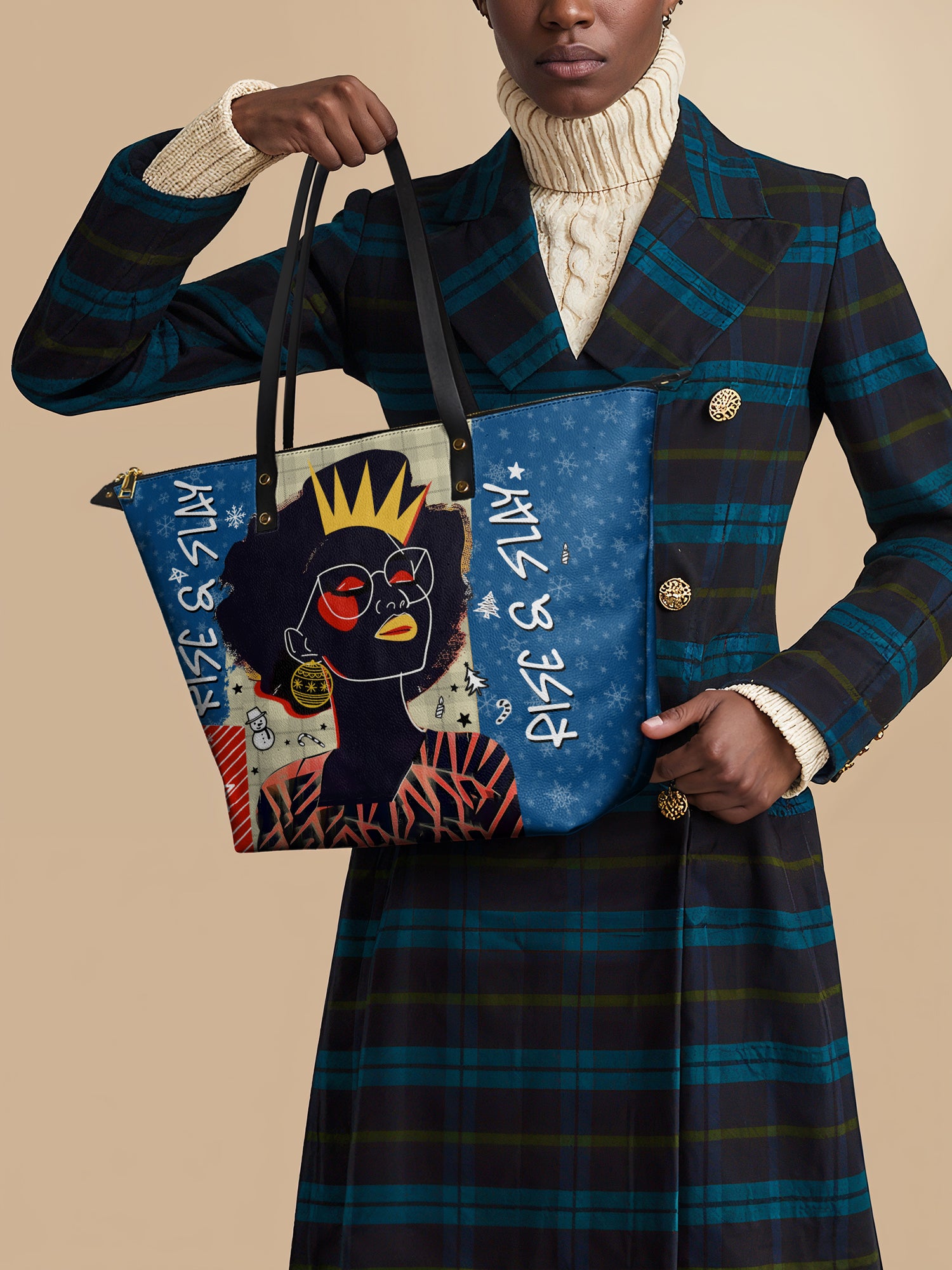 "Aina" Blueberry Snow Leather Tote Bag Deal