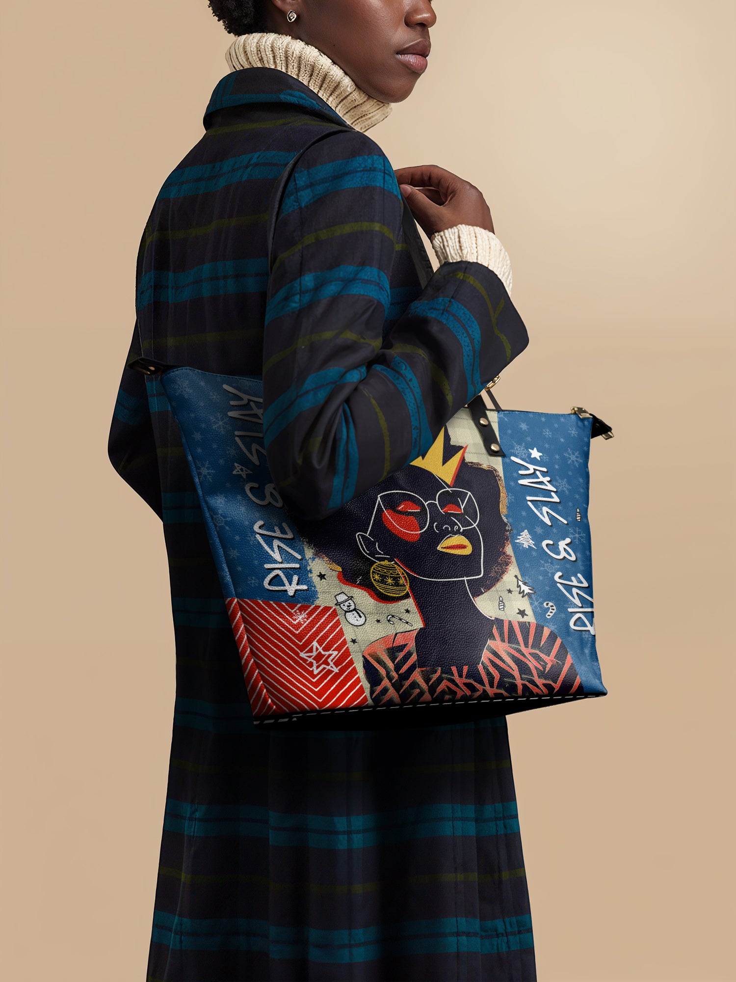 "Aina" Blueberry Snow Leather Tote Bag Deal