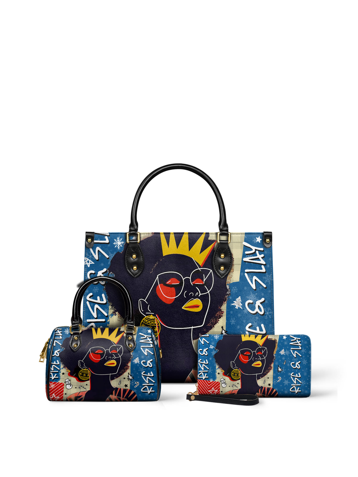 "Aina" Blueberry Snow Leather Handbag A250 Deal