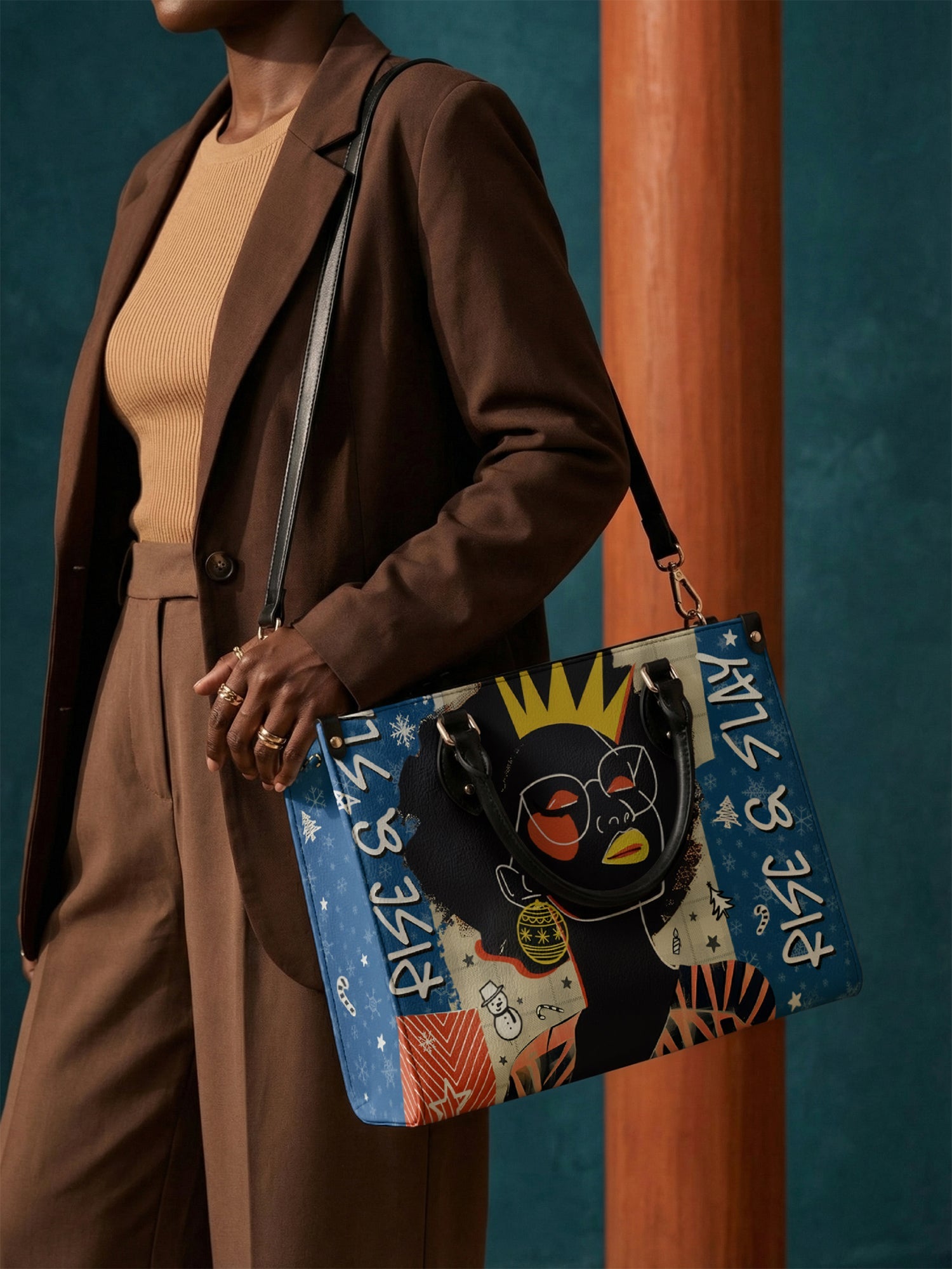 "Aina" Blueberry Snow Leather Handbag A250 Deal