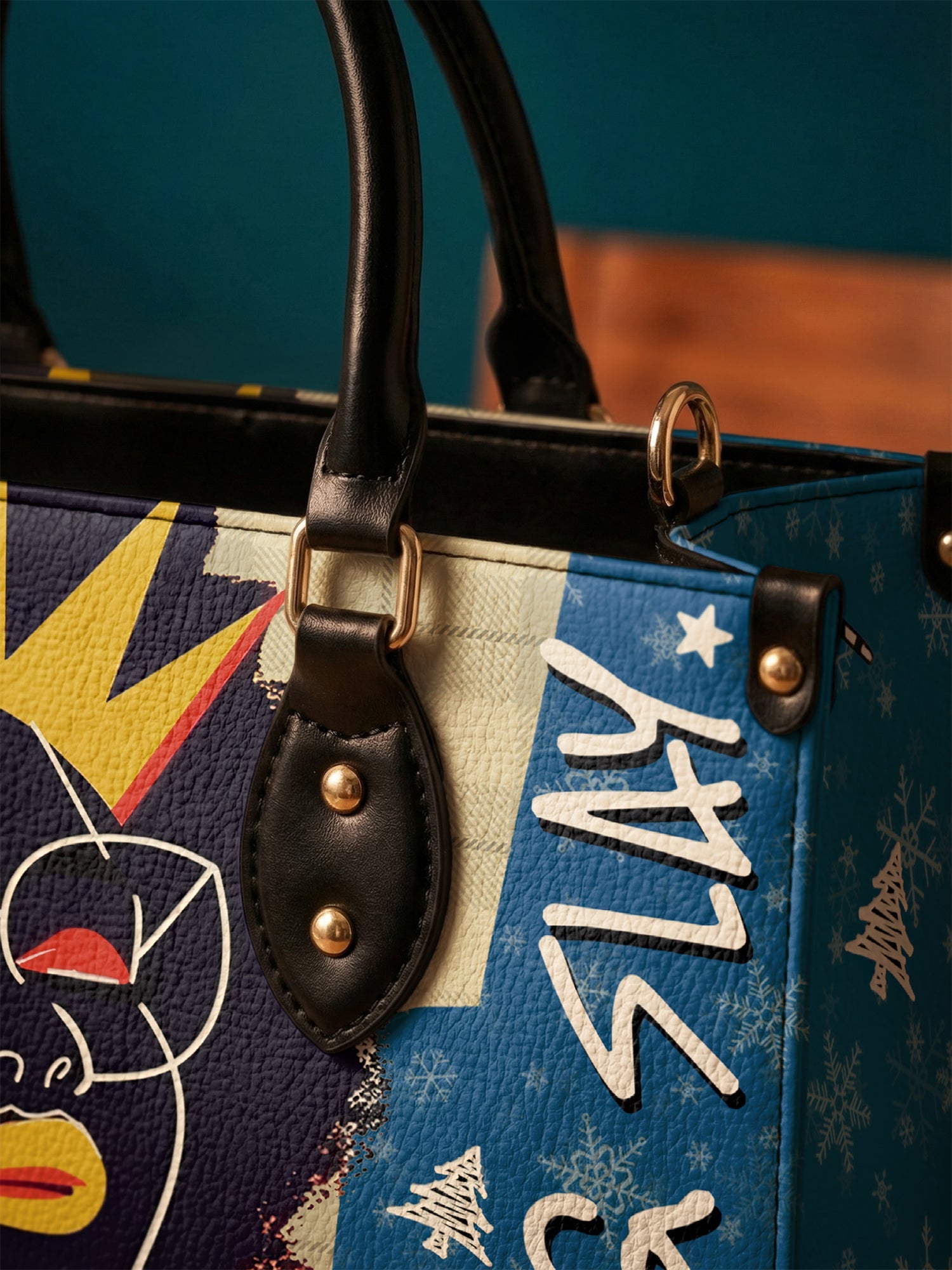 "Aina" Blueberry Snow Leather Handbag A250 Deal