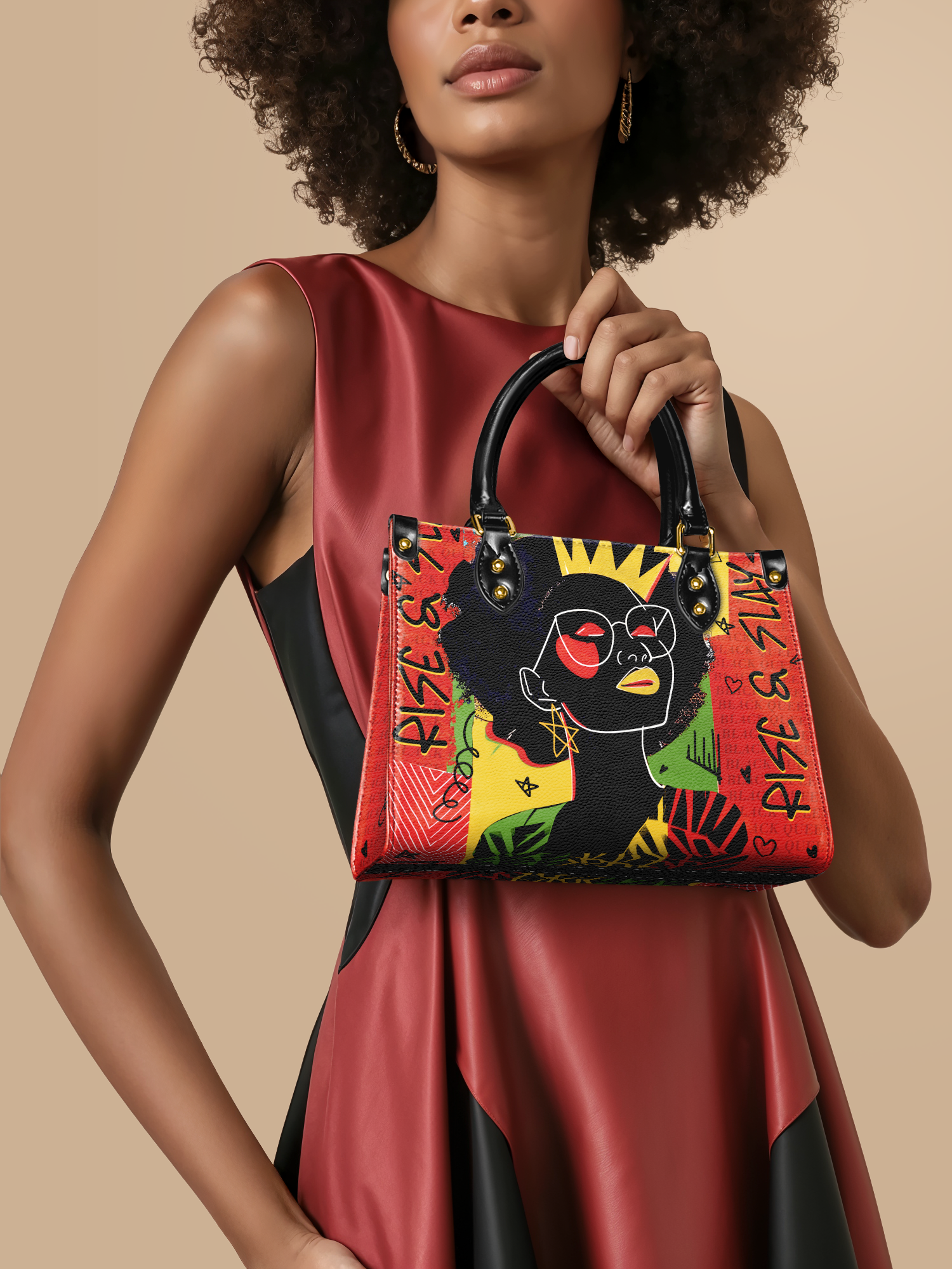 "Aina" Flame Red The Signature Trio Bundle - Small Leather Handbag
