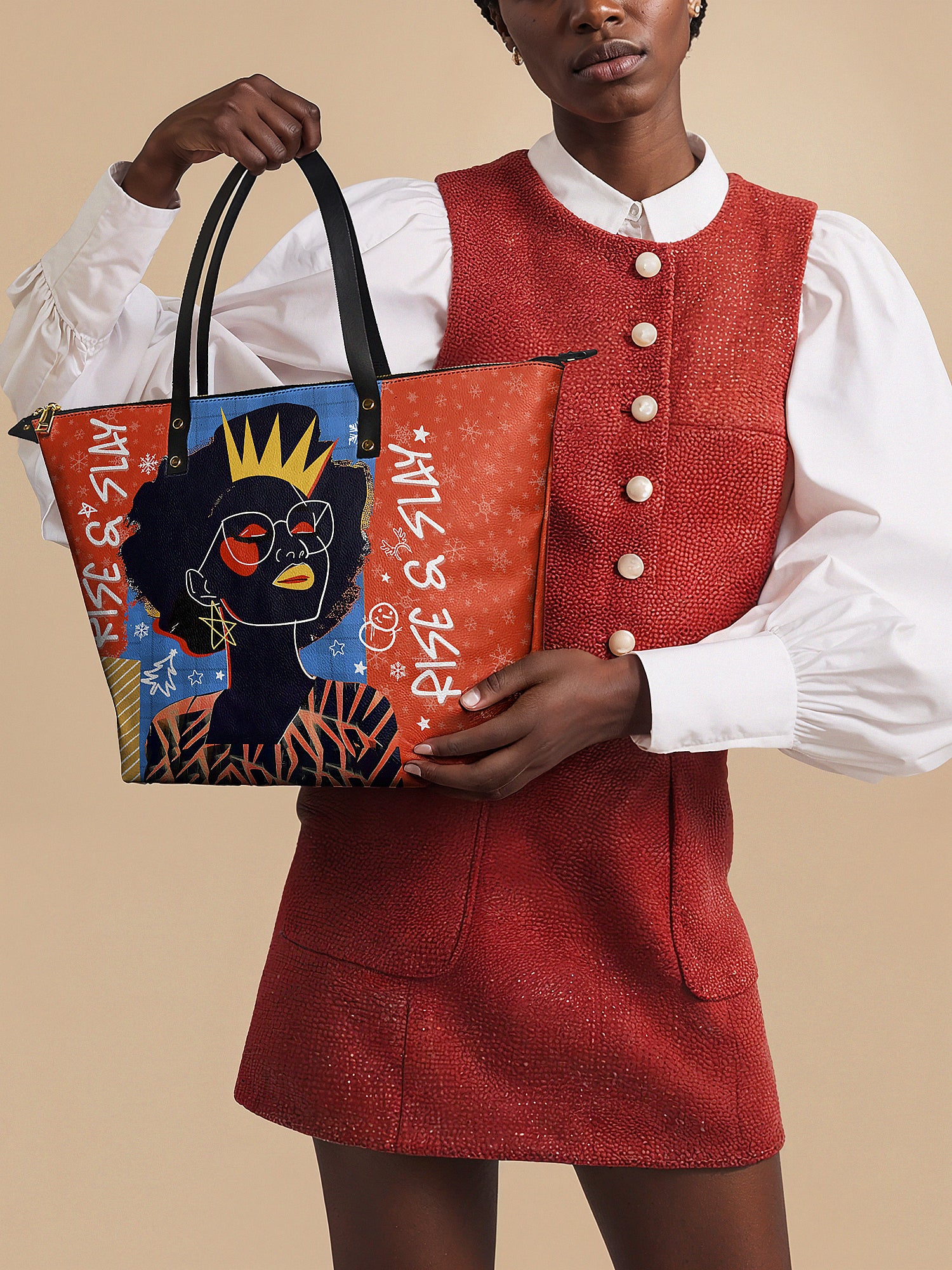 "Aina" Frosted Cherry Leather Tote Bag Deal