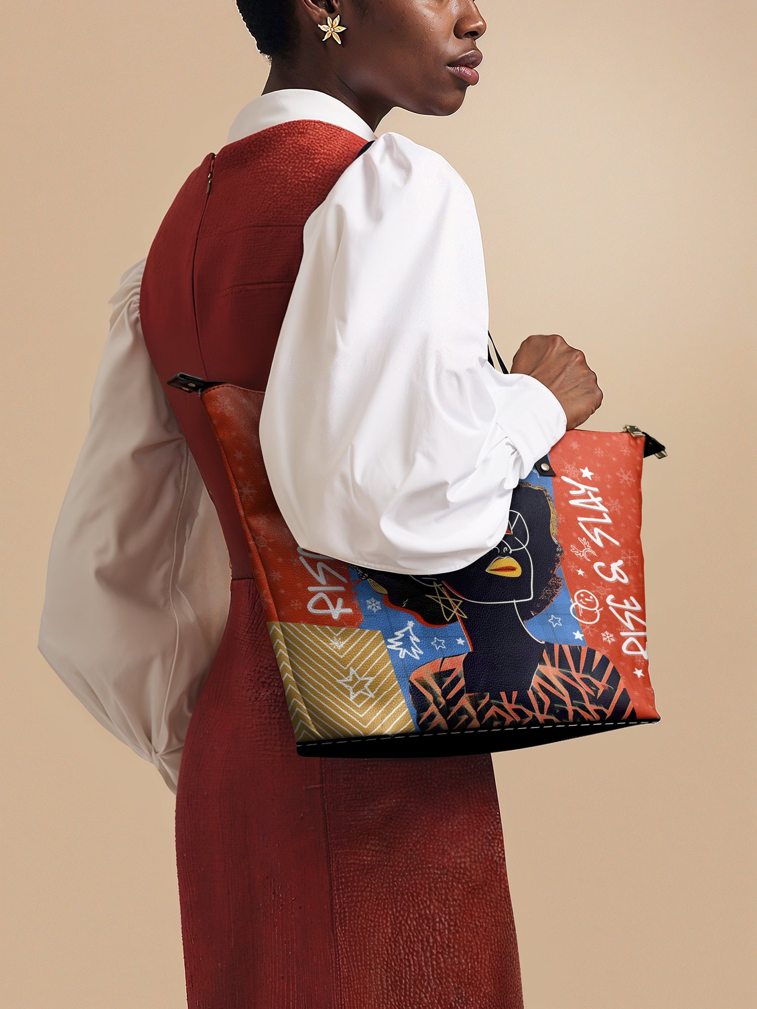 "Aina" Frosted Cherry Leather Tote Bag Deal
