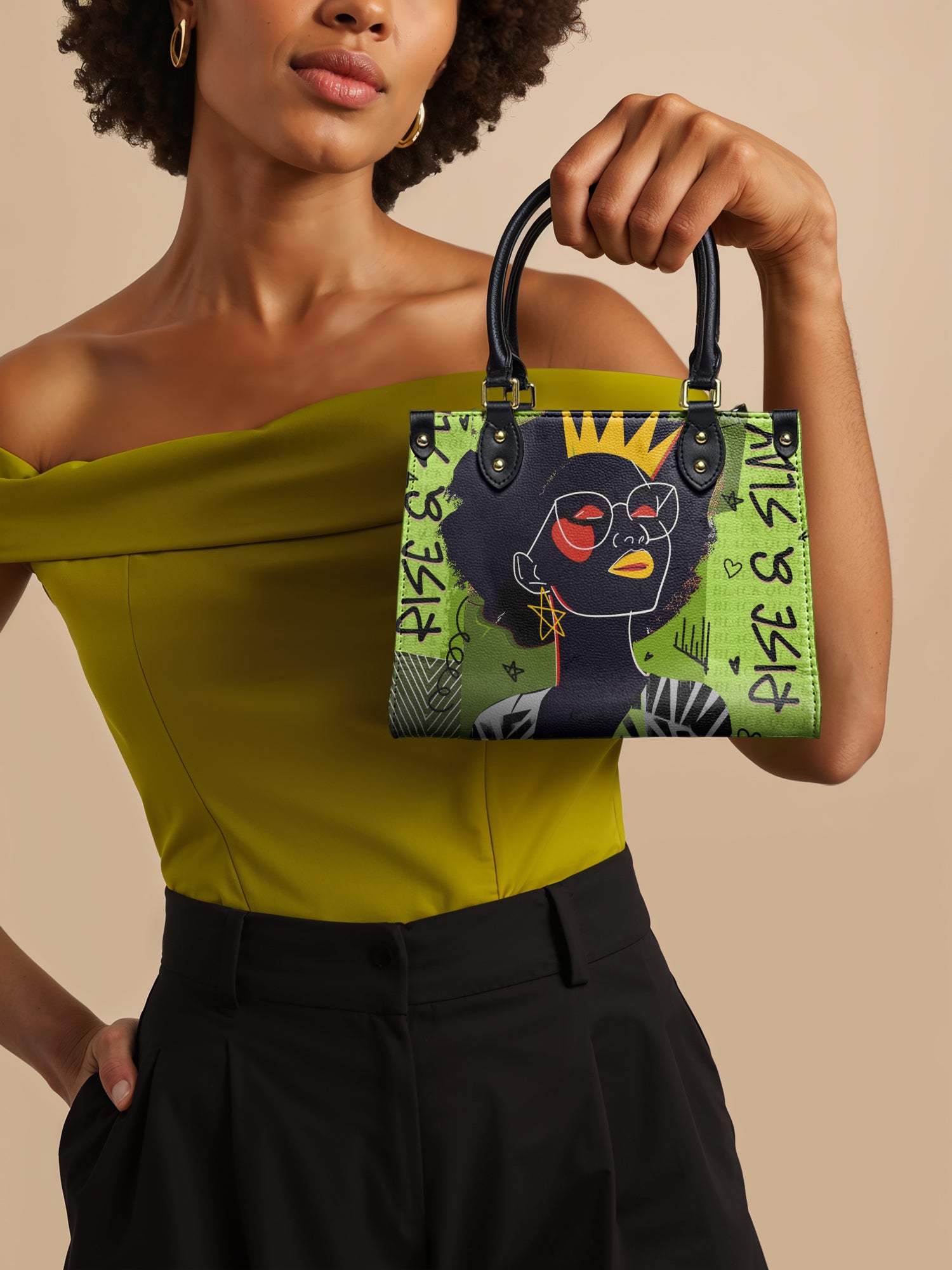 "Aina" Lime Pop Small Leather Handbag Deal