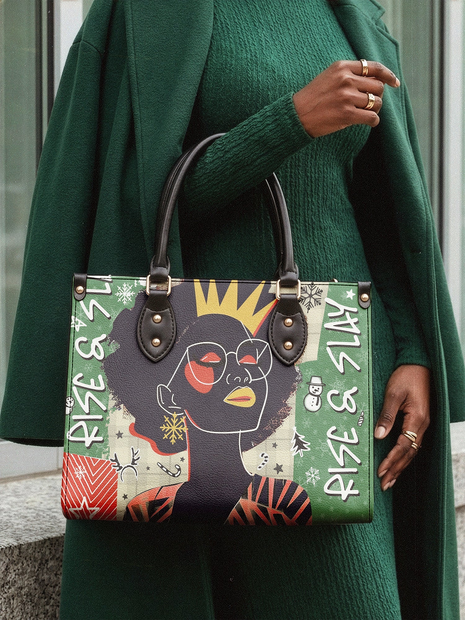 "Aina" Lime Pop Xmas Leather Handbag A250 Deal