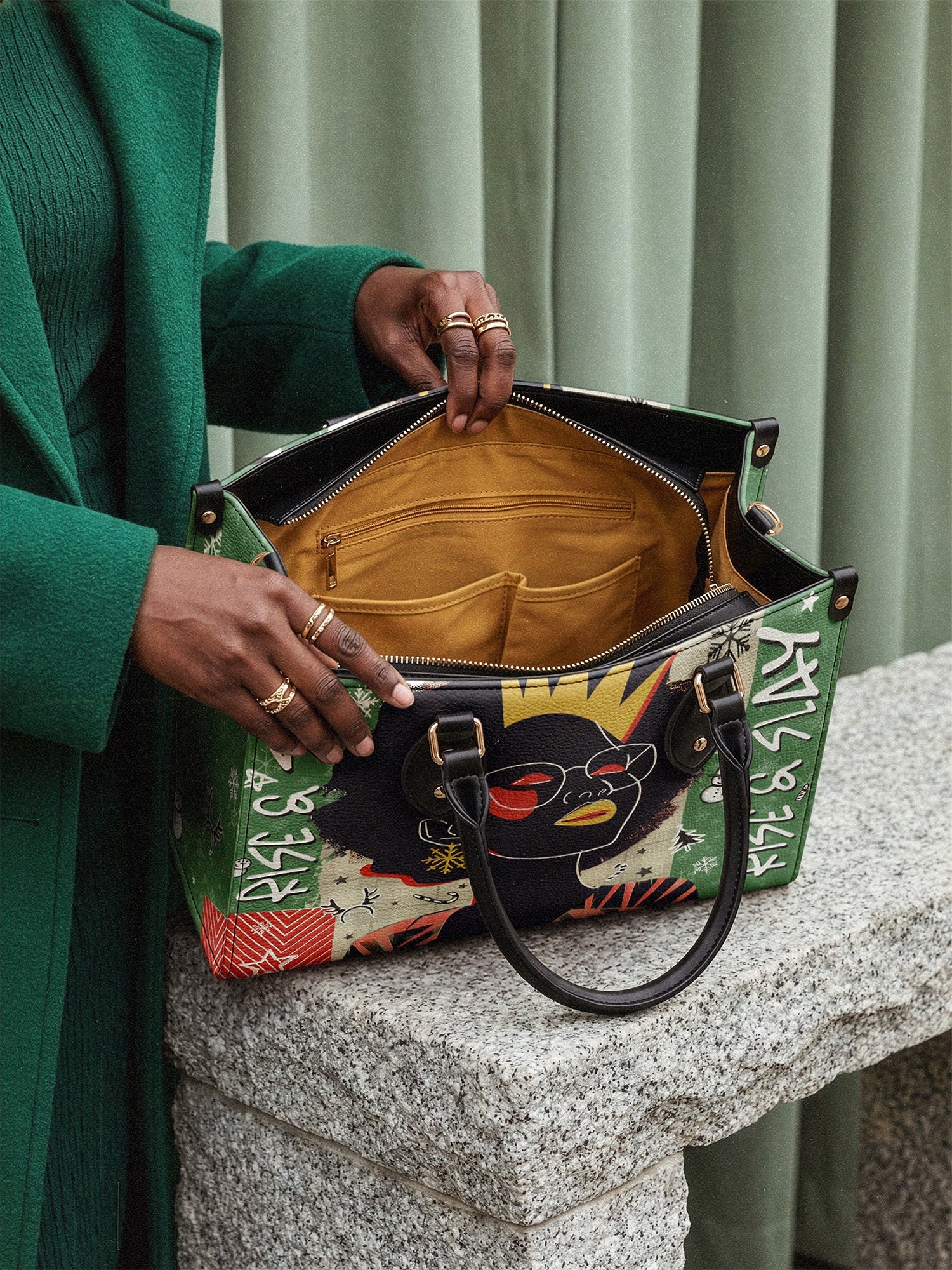 "Aina" Lime Pop Xmas Leather Handbag A250 Deal