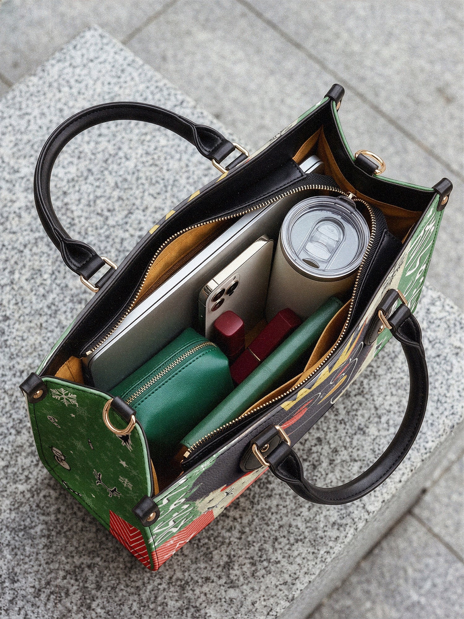 "Aina" Lime Pop Xmas Leather Handbag A250 Deal