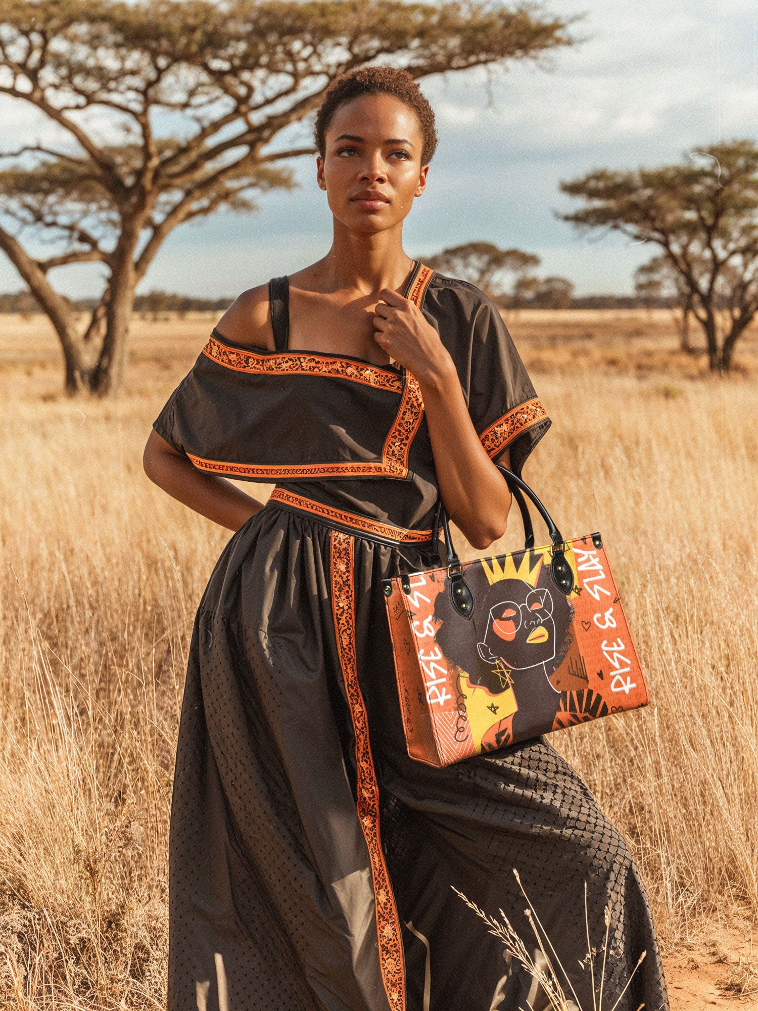 "Aina" Orange Sorbet Leather Handbag