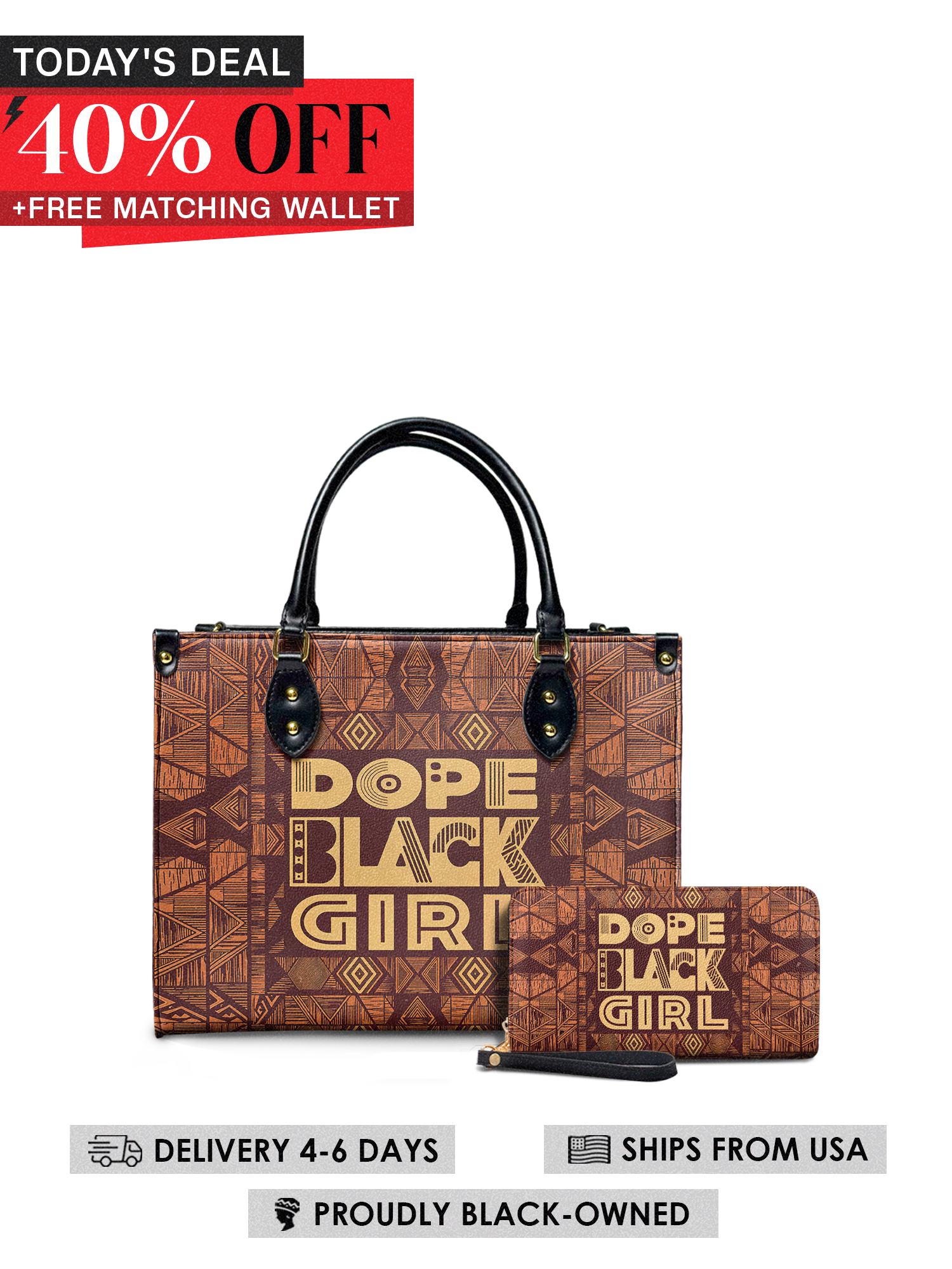 "Dope Black Girl" Leather Handbag Today's Deal