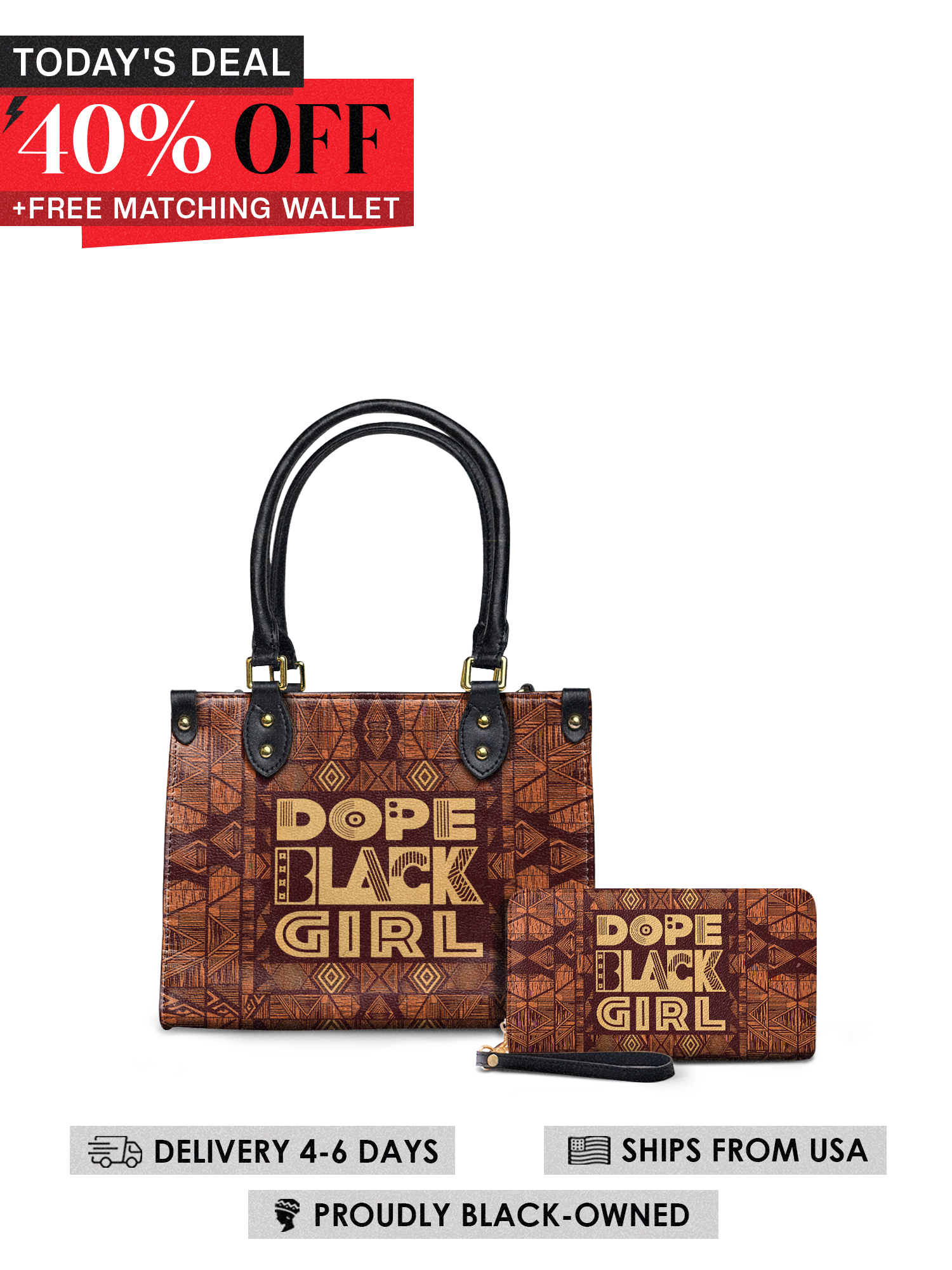"Dope Black Girl" Small Leather Handbag Today's Deal