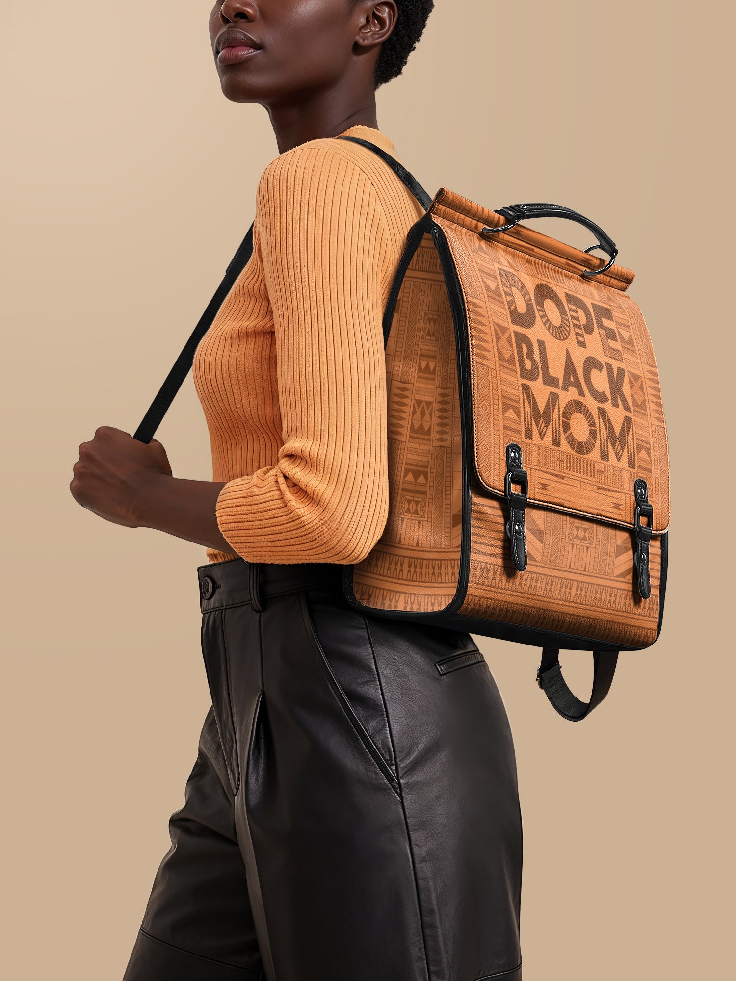 "Dope Black Mom" Leather Backpack