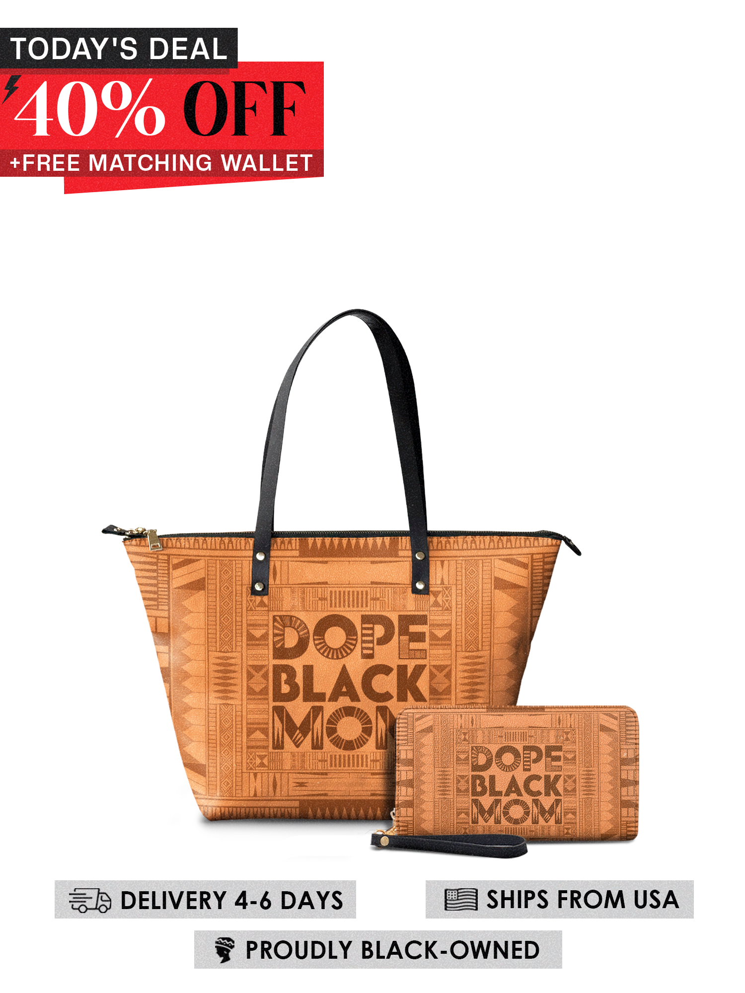 "Dope Black Mom" Leather Tote Bag Today's Deal
