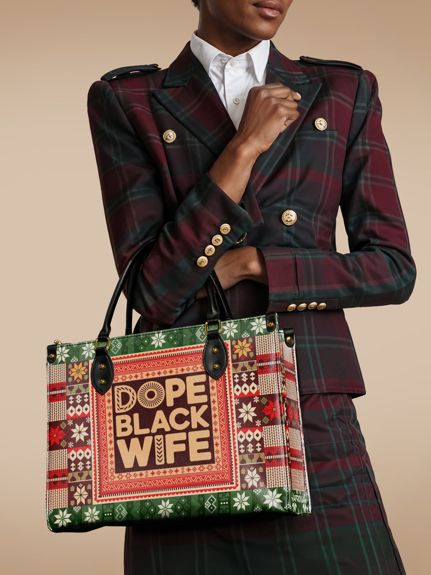 "Dope Black Wife" Frosted Pine Leather Handbag Deal