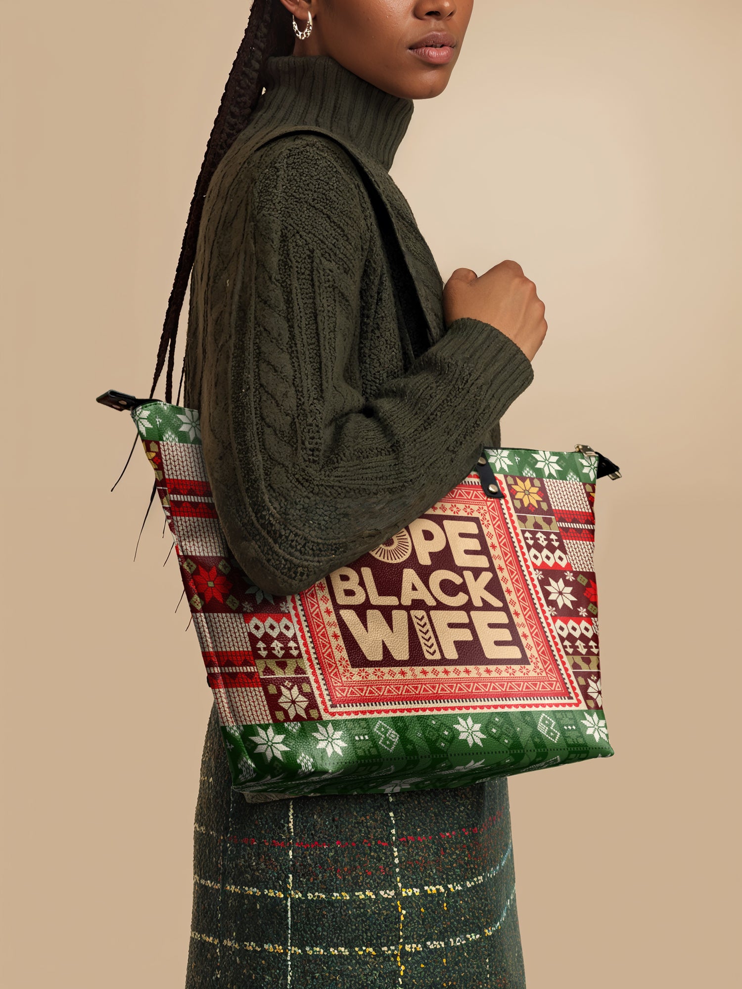 "Dope Black Wife" Frosted Pine Leather Tote Bag