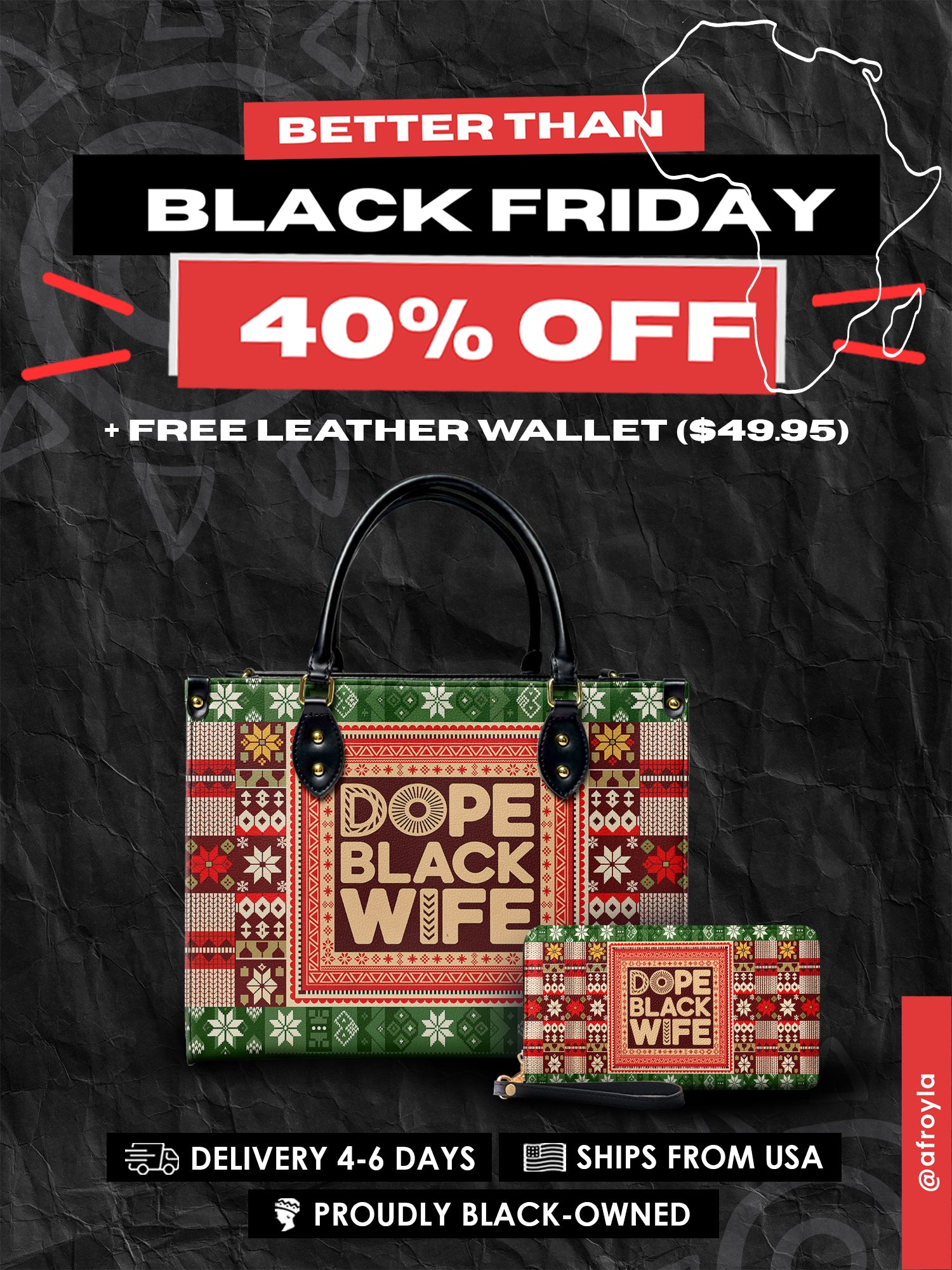 "Dope Black Wife" Frosted Pine Leather Handbag Deal
