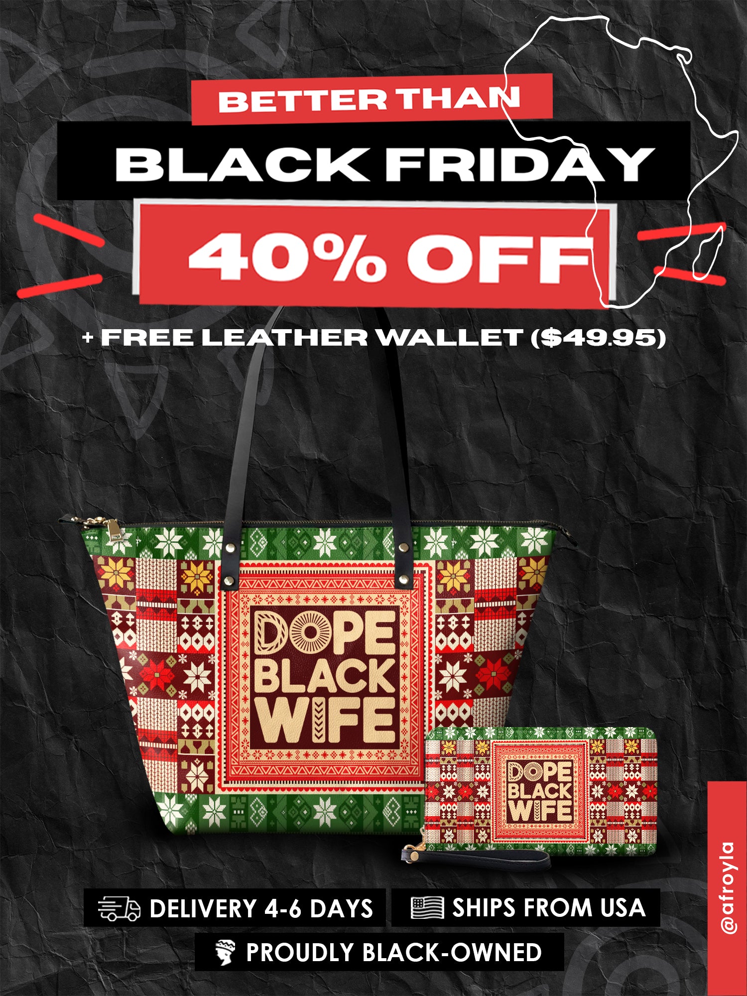 "Dope Black Wife" Frosted Pine Leather Tote Bag Deal