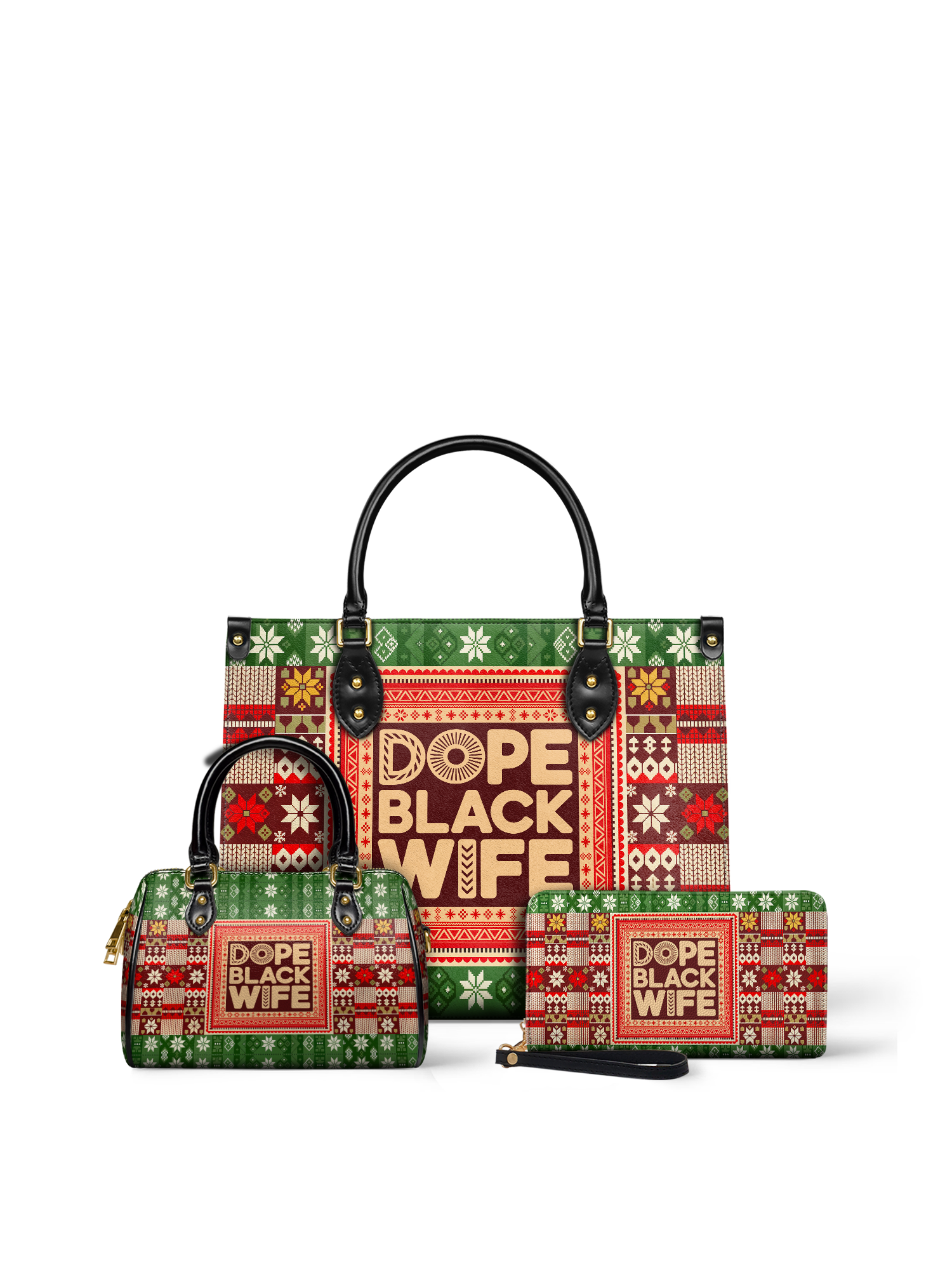 "Dope Black Wife" Frosted Pine Leather Handbag A250 Deal