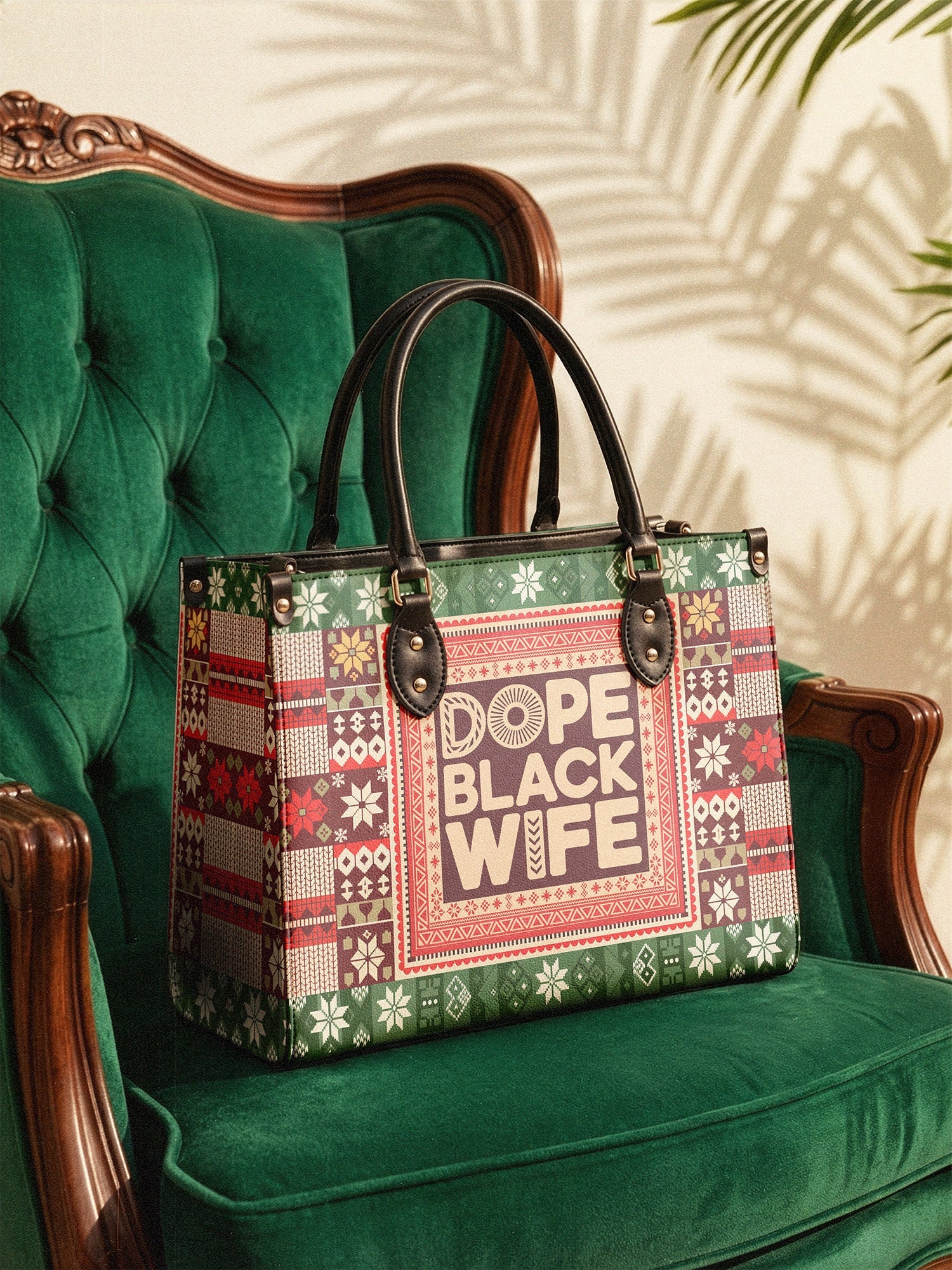 "Dope Black Wife" Frosted Pine Leather Handbag A250 Deal