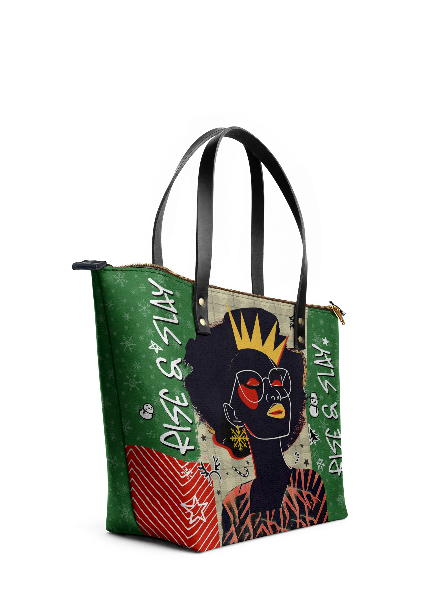 "Aina" Lime Pop Xmas Leather Tote Bag Deal