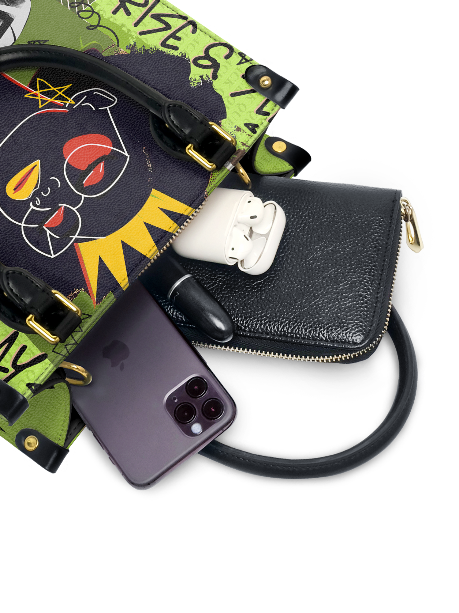"Aina" Lime Pop The Signature Duo Bundle - Small Leather Handbag