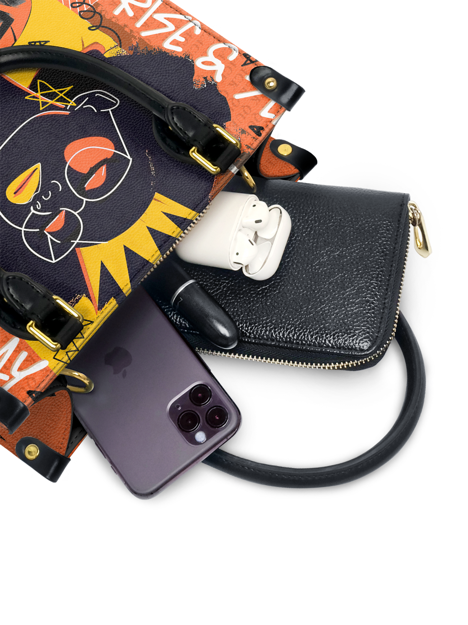 "Aina" Orange Sorbet The Signature Trio Bundle - Small Leather Handbag